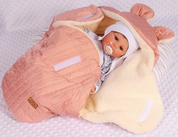 Einschlagdecke Einschlagdecke für Babyschale Autositz Baby Decke 0-3Mon, La Bortini, warm gefüllt, weich gefuttert, mit Klettverschluss, Universal