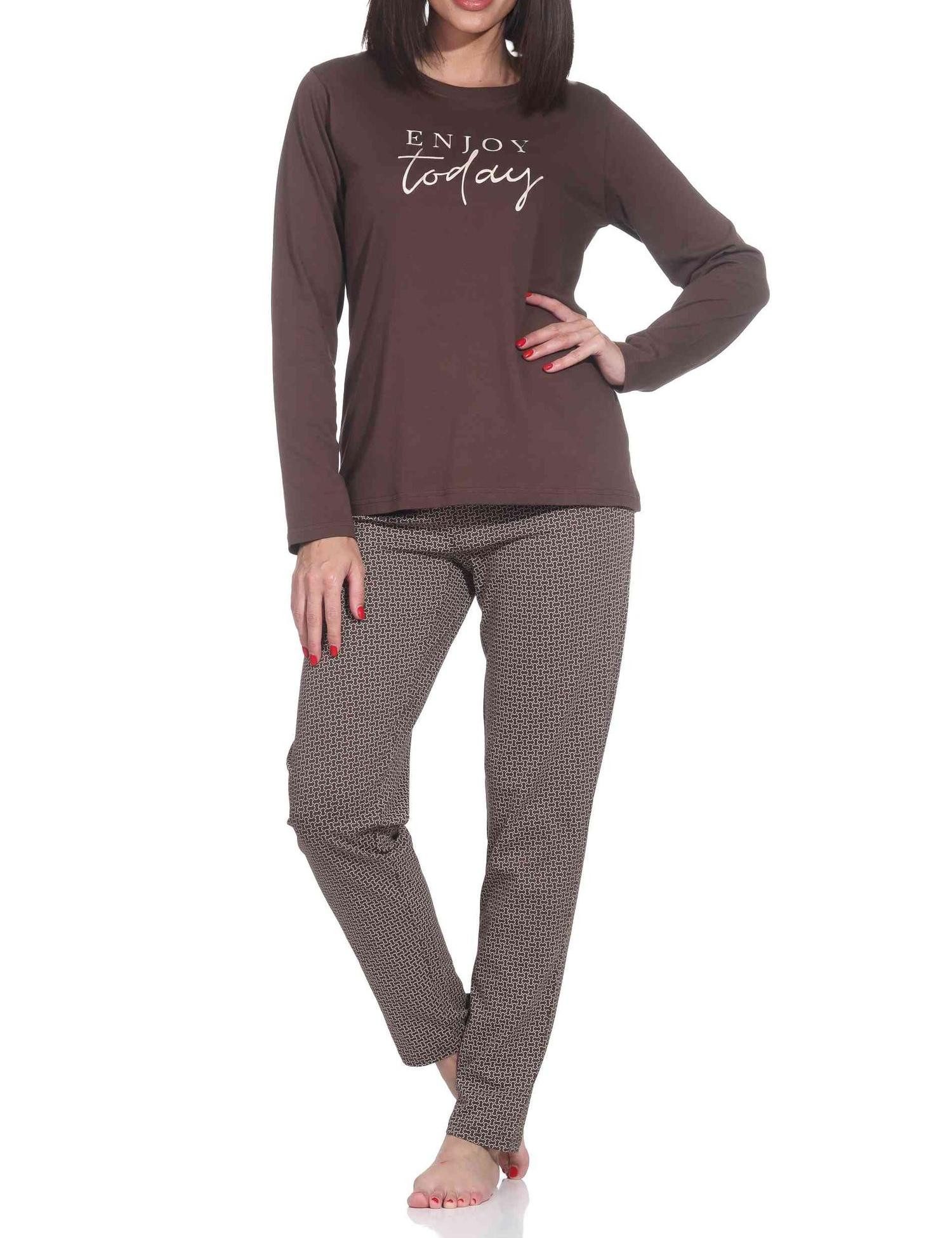 Normann Pyjama Normann Damen langarm Schlafanzug Pyjama im eleganter Optik – Bild 4 von 5