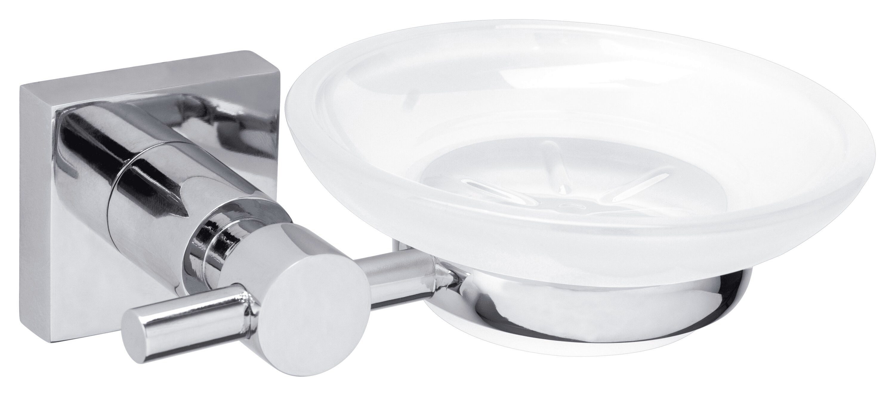 tesa Дозатори мила 1x tesa hukk Seifenschale, (Komplett-Set, 2-tlg), chrom-weiß 11,5 cm : 14,5 cm : 5,1 cm