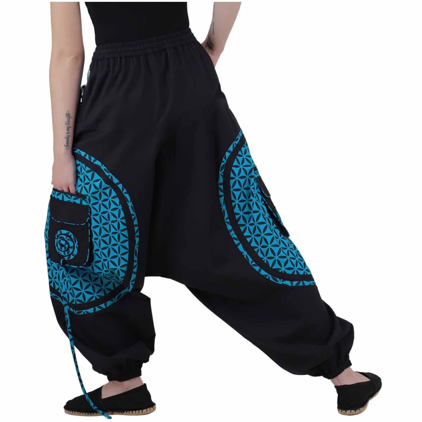 KUNST UND MAGIE Haremshose Kunst&Magie Haremshose bunte Muster Hippie Hose Blume des Lebens