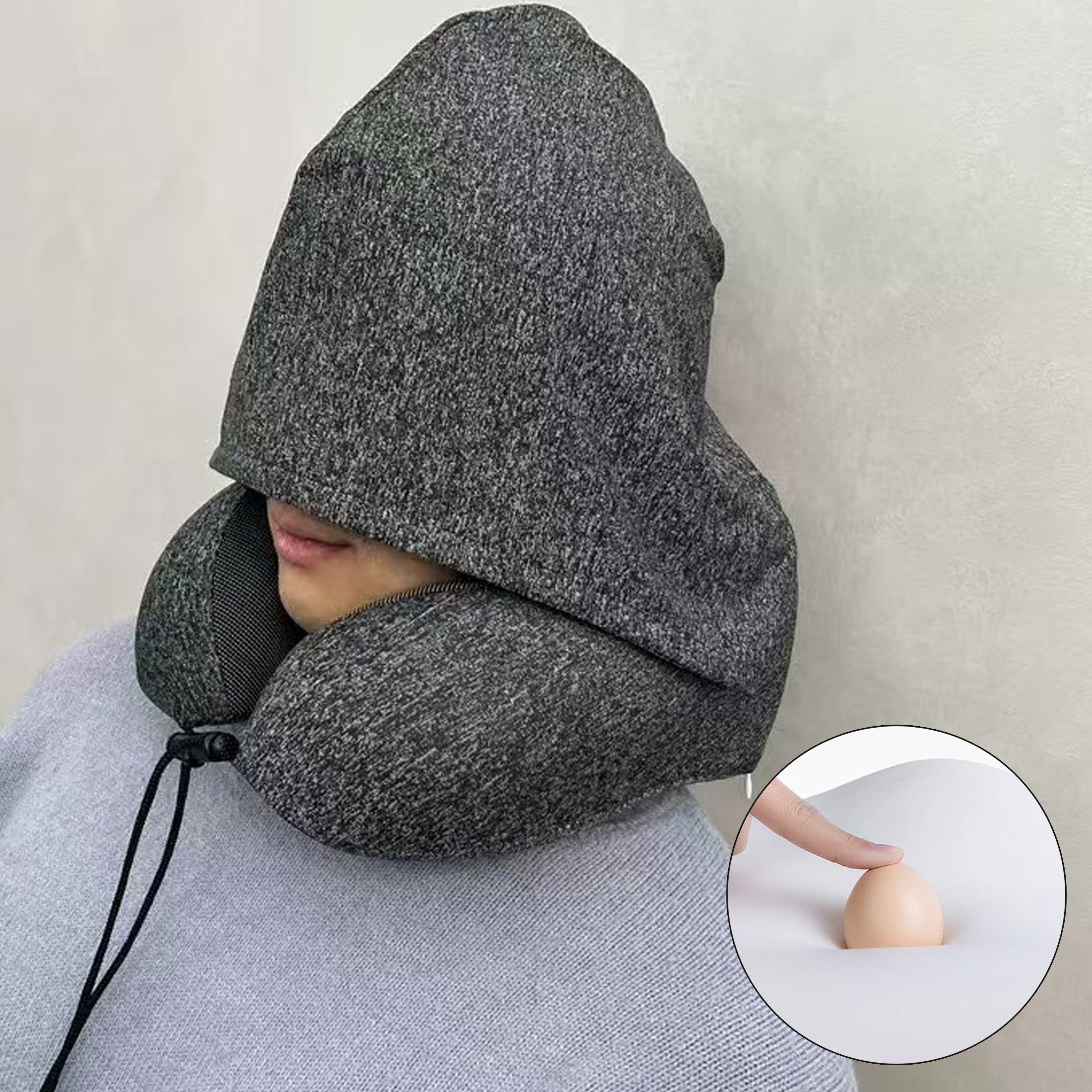 YINDN Reisekissen Nackenkissen mit Haube, Memory günstig online kaufen