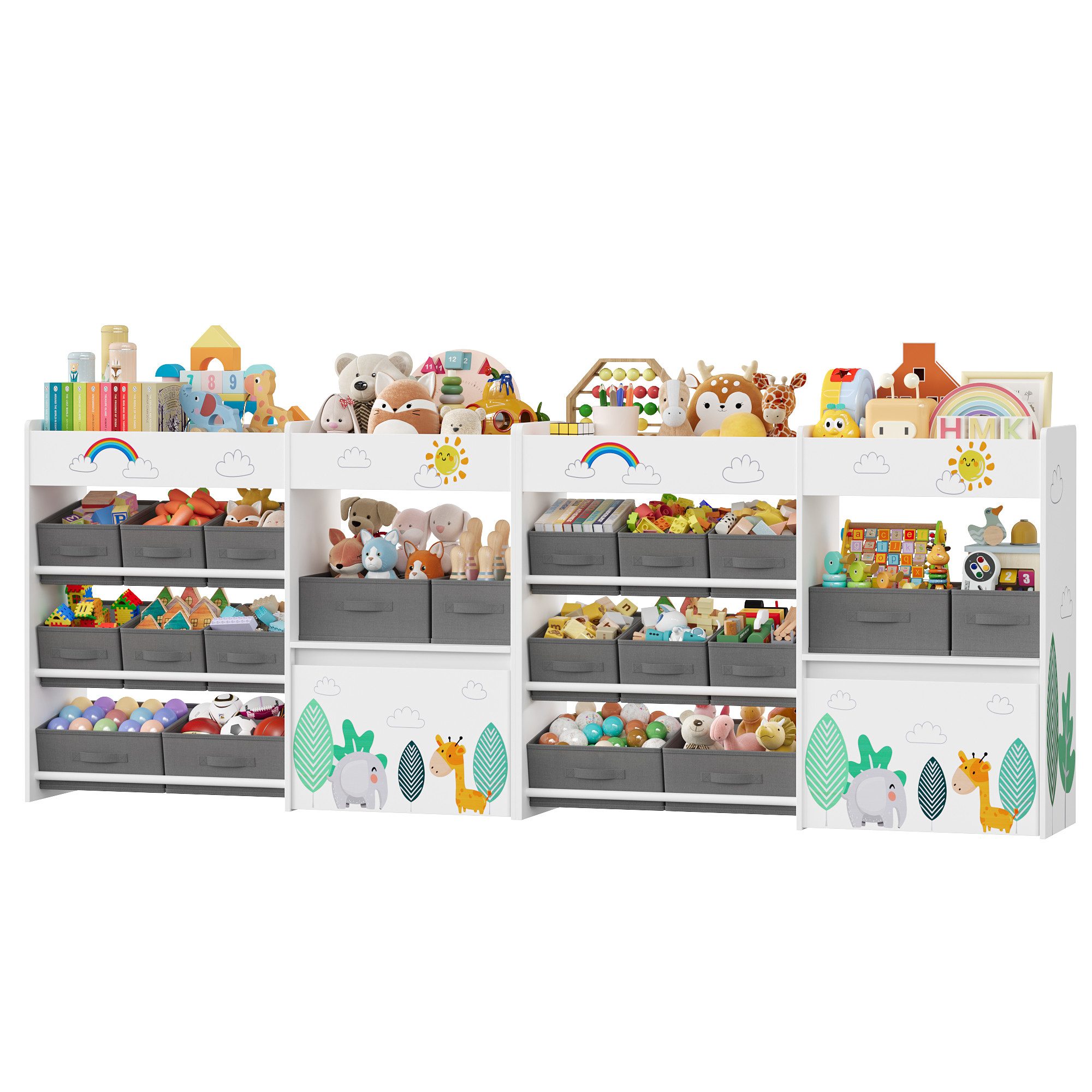 HOMECHO Spielzeugtruhe (2 St), Spielzeugregal mit 10 Aufbewahrungsboxen, Weiß