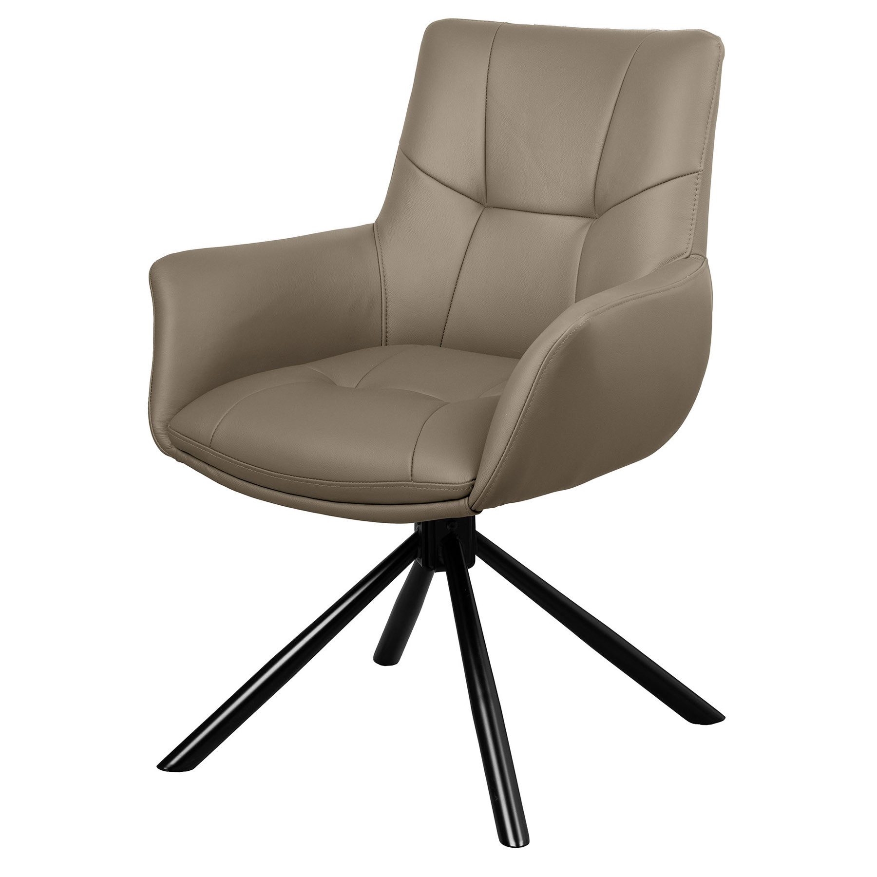 riess-ambiente Drehstuhl SIGNATURE taupe /schwarz - Echtleder, Metall, 360° drehbar, Federkern (Einzelartikel, 1 St), Armlehnen-Polsterstuhl - ideal für Wohn-, Arbeits-, Esszimmer & Büro