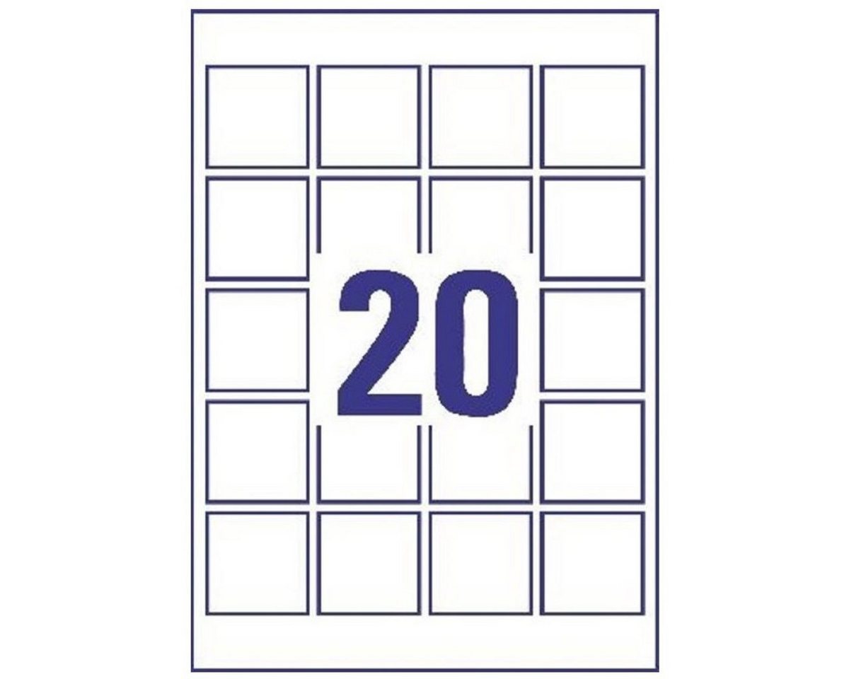 Thumbnail - Avery Zweckform Etiketten 160x Produkt-Etiketten Wasserfest 45x45mm Weiß, Produkt-Aufkleber Preis-Schilder für DIN A4 La...