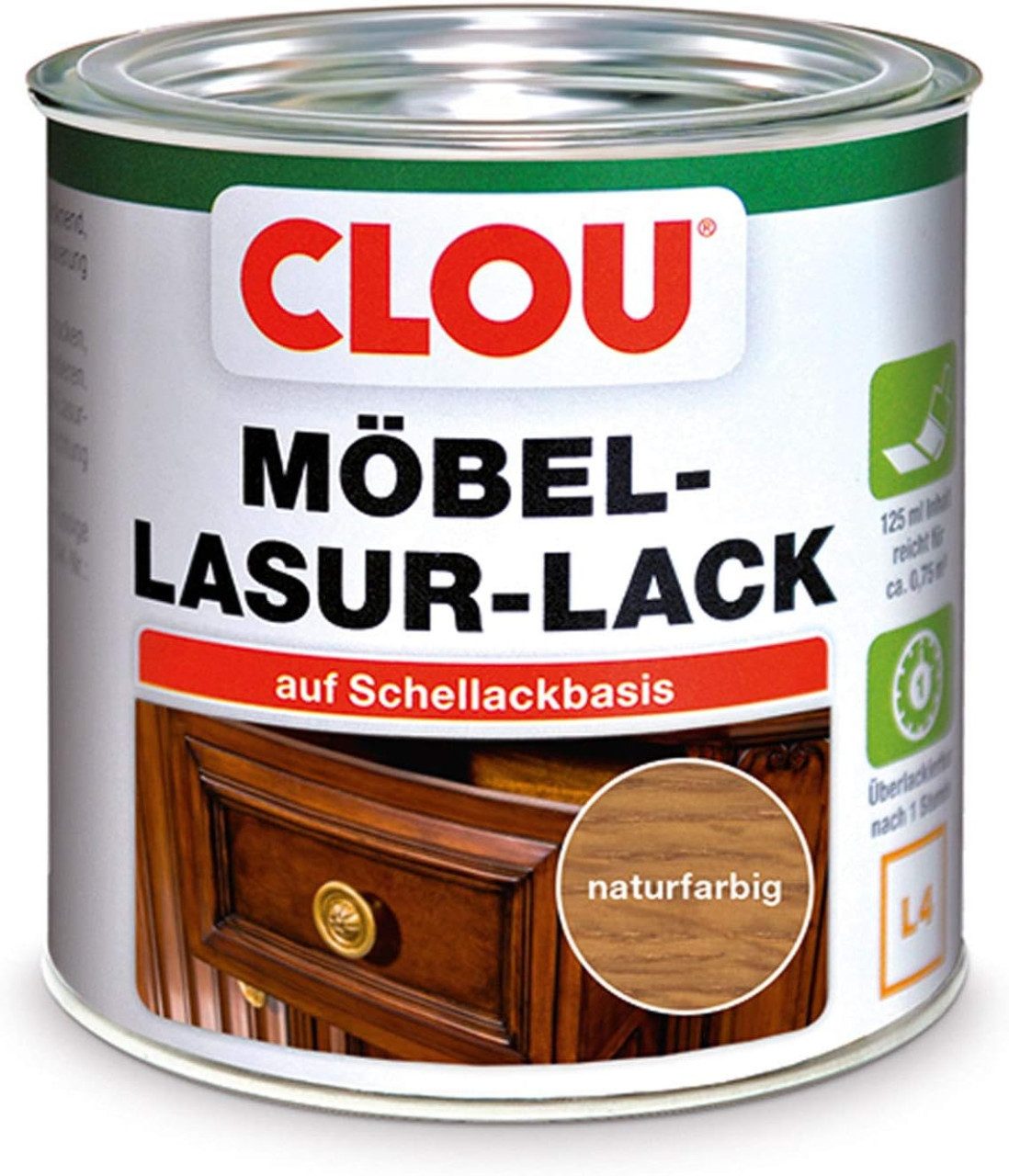 CLOU Holzlack Clou Möbel Lack L4 125 ml naturfarbig – Bild 2 von 2