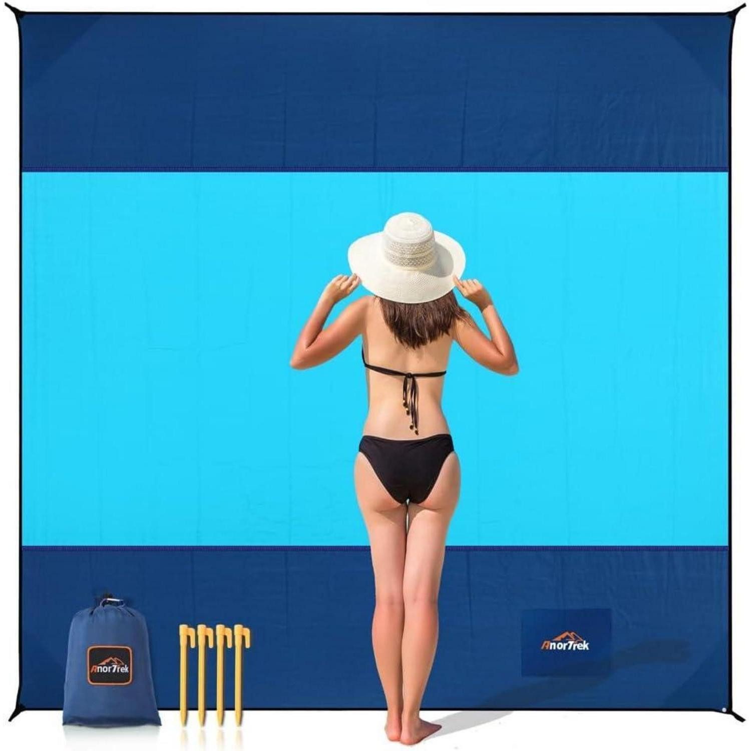 Picknickdecke Stranddecke Dunkelblau & Blau 200 x 200 cm (1-4 Personen), LuxusKollektion