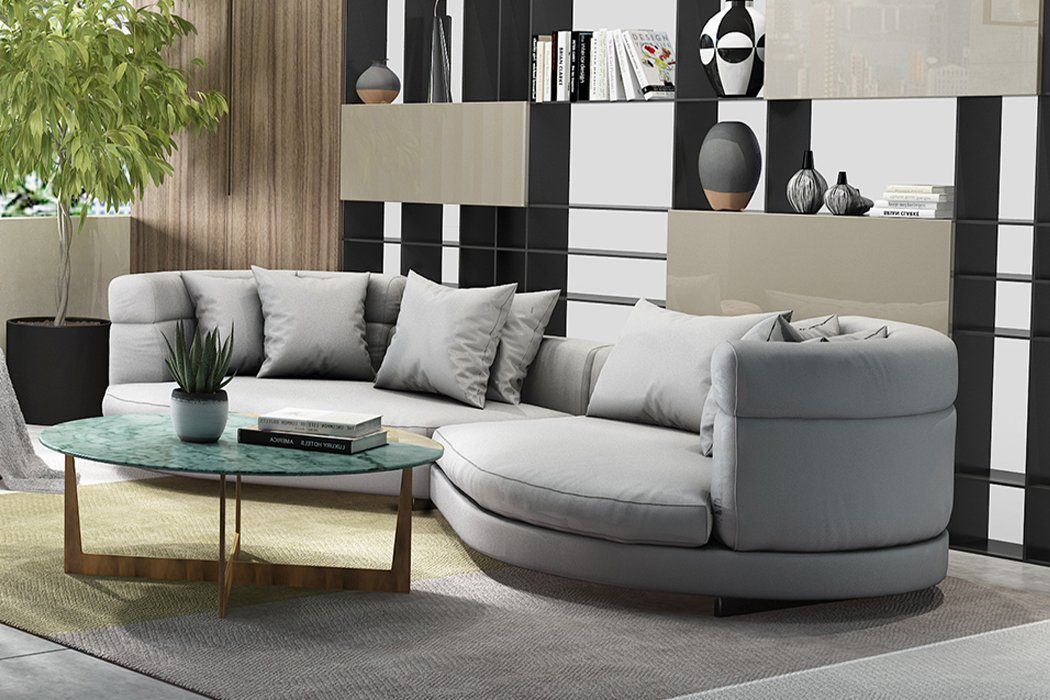 Sofa Rund Sofa, Stoffsofas Couch Luxus JVmoebel Sitzer 4 Luxus Polster Design
