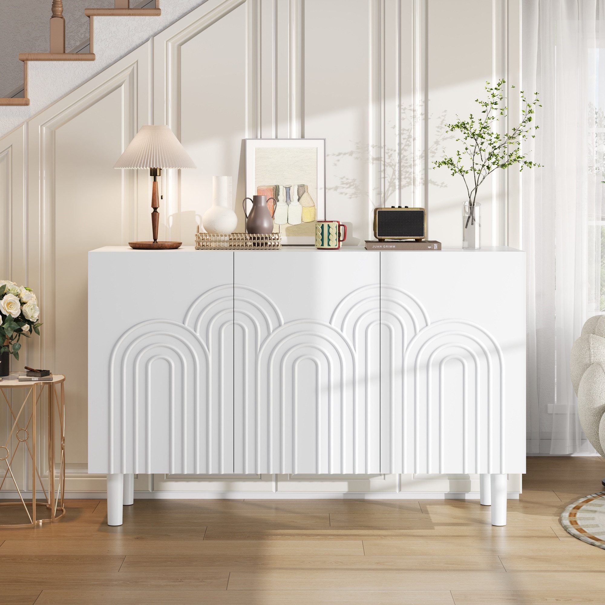 Merax Sideboard Wohnzimmerschrank mit 16 cm hohen Tischbeinen (1 St., 120x3 günstig online kaufen