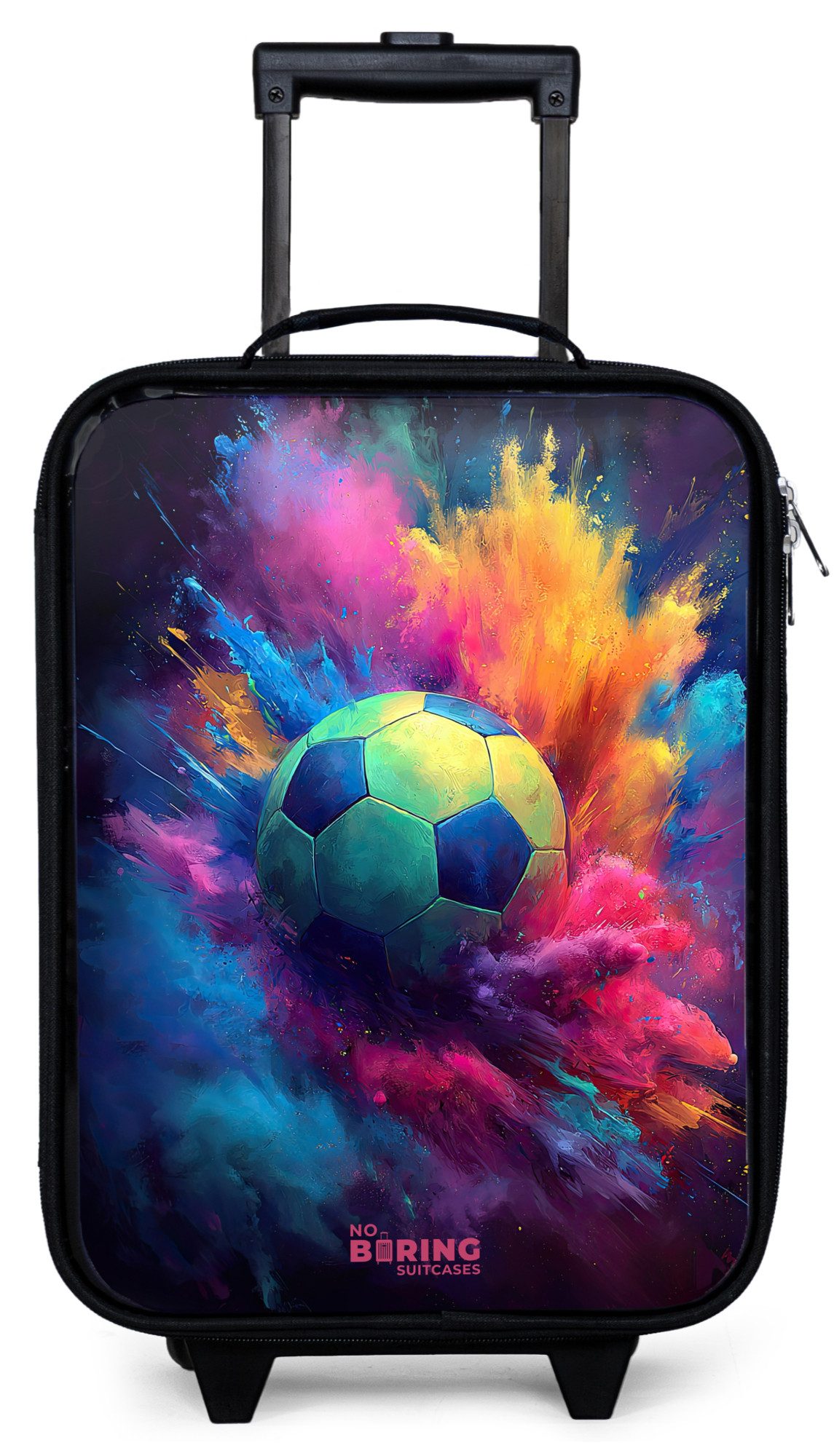 NoBoringSuitcases.com© Kinderkoffer mit leuchtende Räder - Neon - Kugel - Farbenfroh, 2 Rollen, Kinder Koffer Klein, Trolley Handgepäck, Reisekoffer