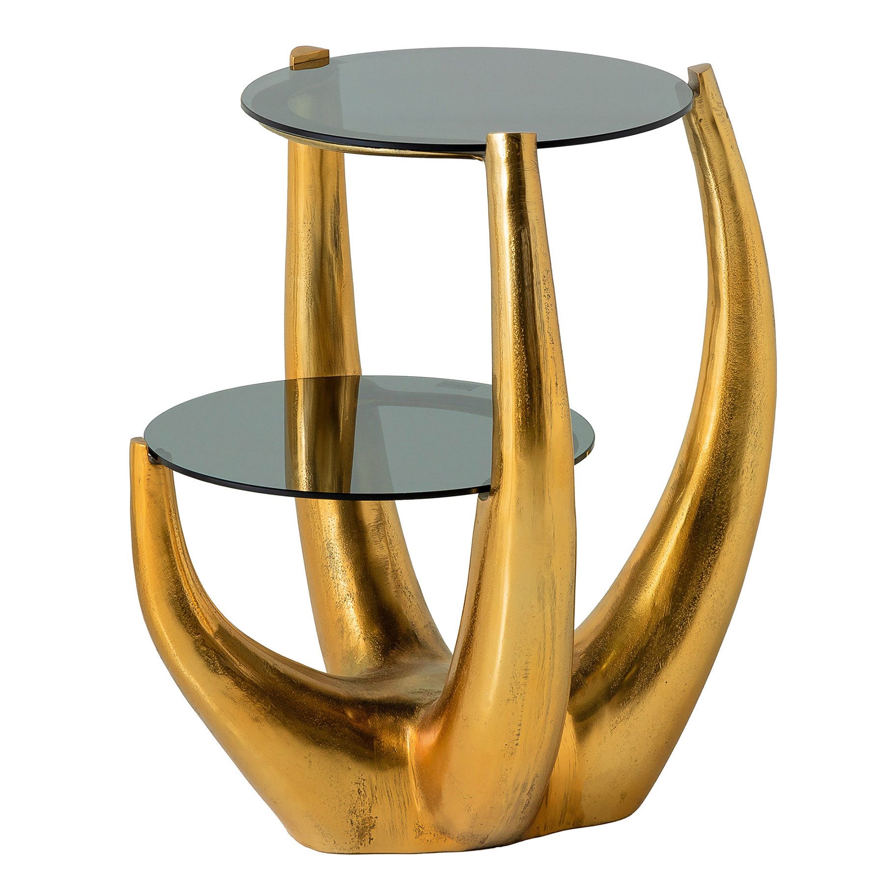 Beistelltisch LEVELS 50cm gold antik / schwarz · Wohnzimmertisch mit 2 Tischplatten