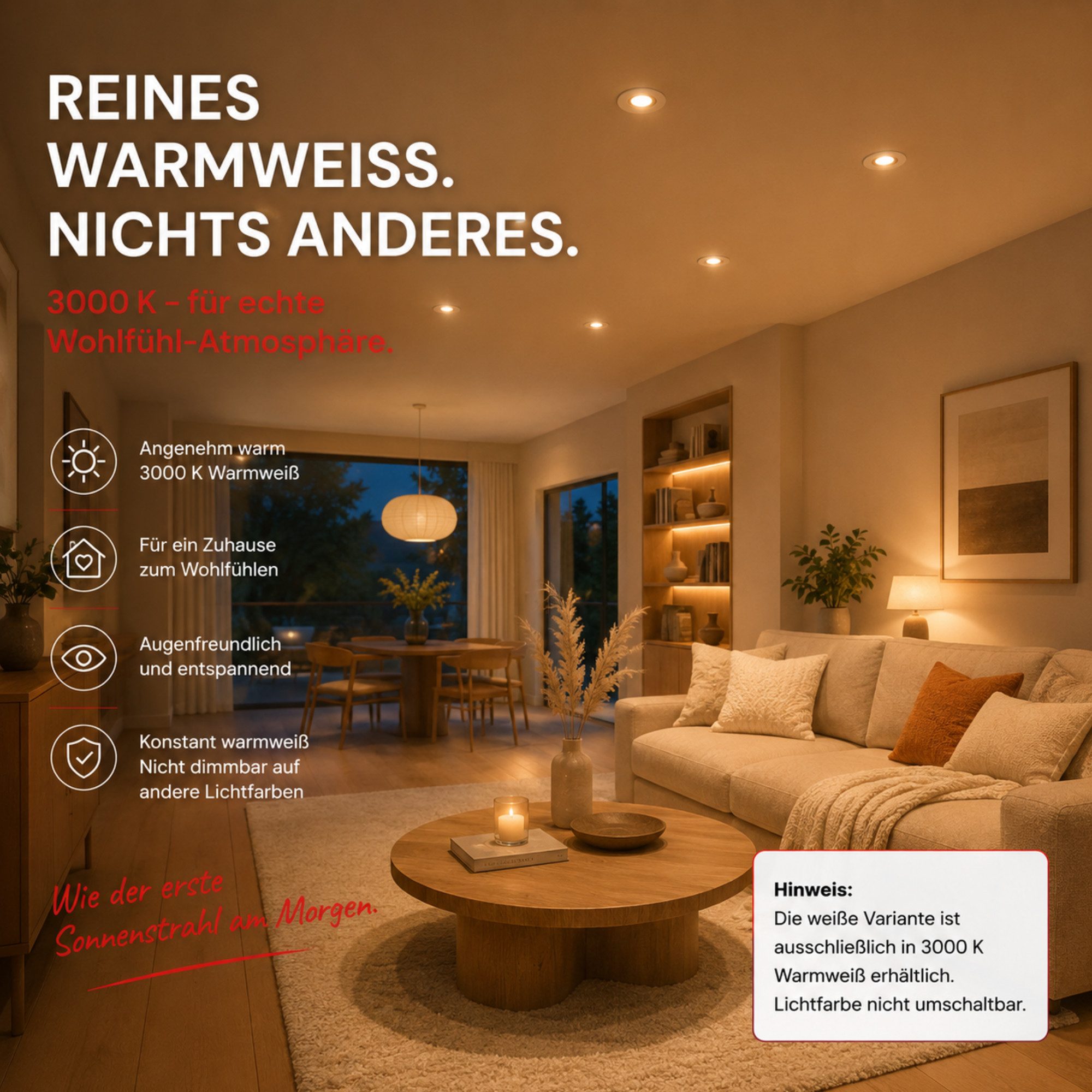 Maxkomfort LED Einbaustrahler 6/12er-Set Ultraflach & Schwenkbar, 3 Lichtfarben umschaltbar, LED fest integriert, (3000K/4000K/6500K), IP20 Deckenspots für Wohnzimmer, Küche & Flur - Ø82x25mm
