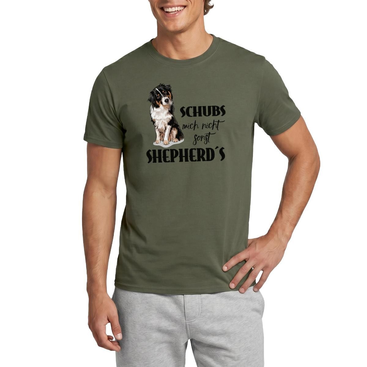 Spreadshirt T-Shirt Australian Shepherd, Schubs Mich Nicht Sonst Shepherds Männer T-Shirt (1-tlg)