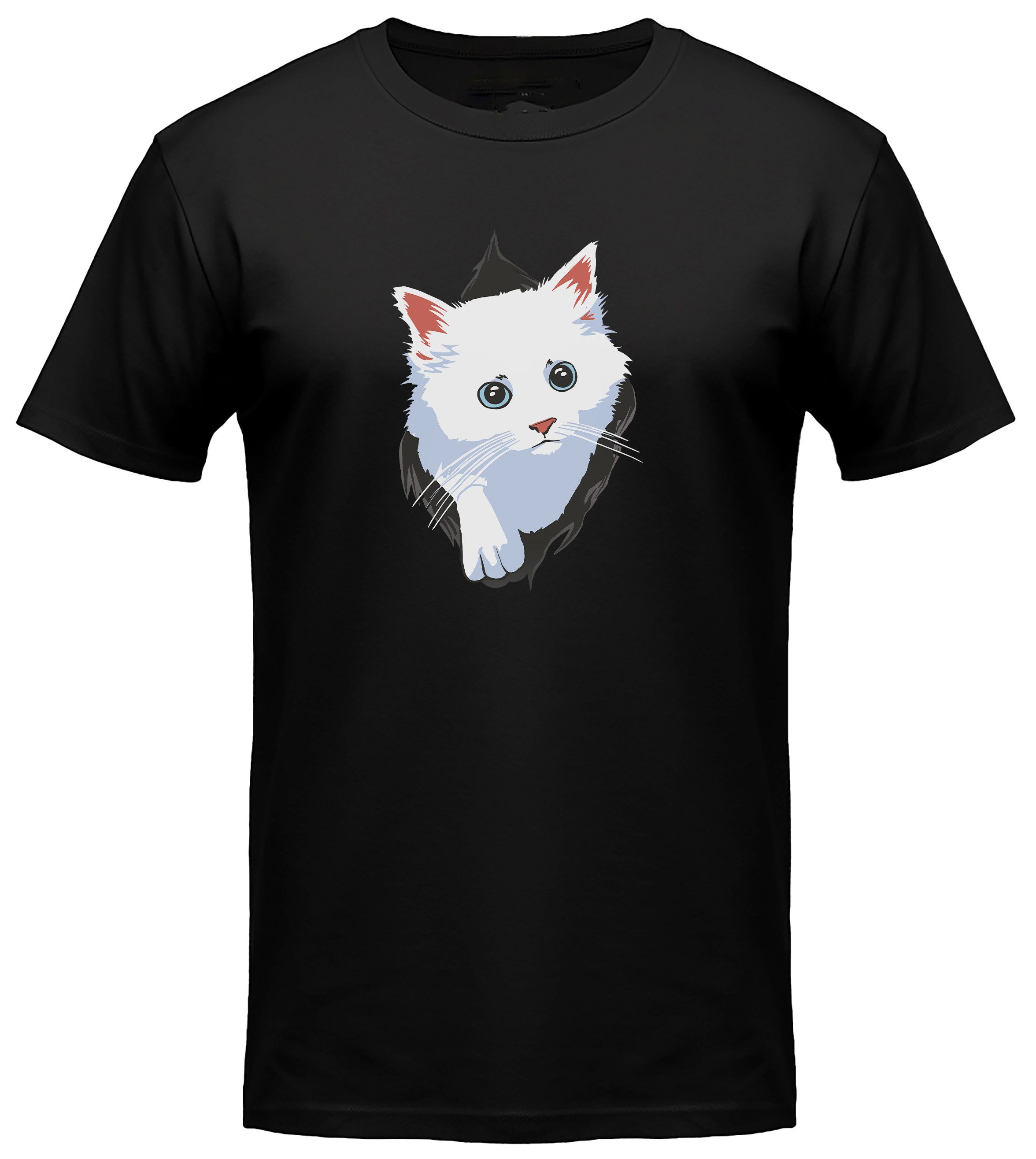 T-Shirt mit niedlichem Katzen Print