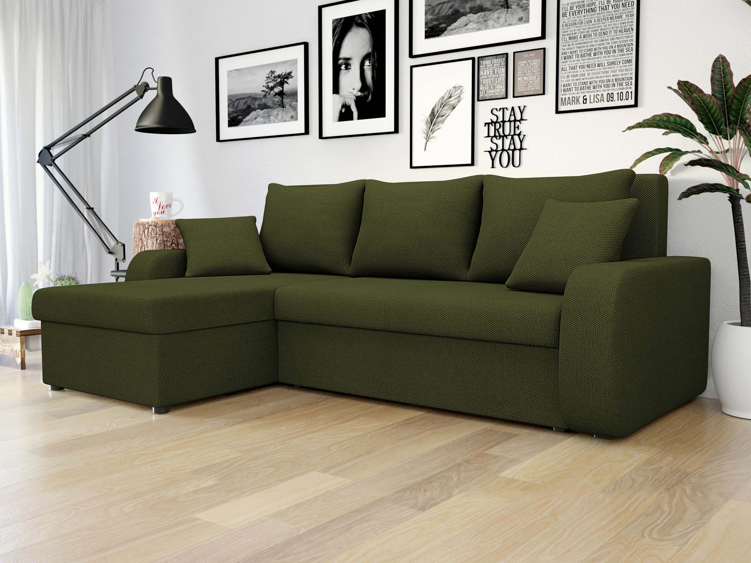 MIRJAN24 Ecksofa Kris Lux, mit Schlaffunktion und zwei Bettkasten, L-Form mit Kissen-Set, 238x147x80 cm