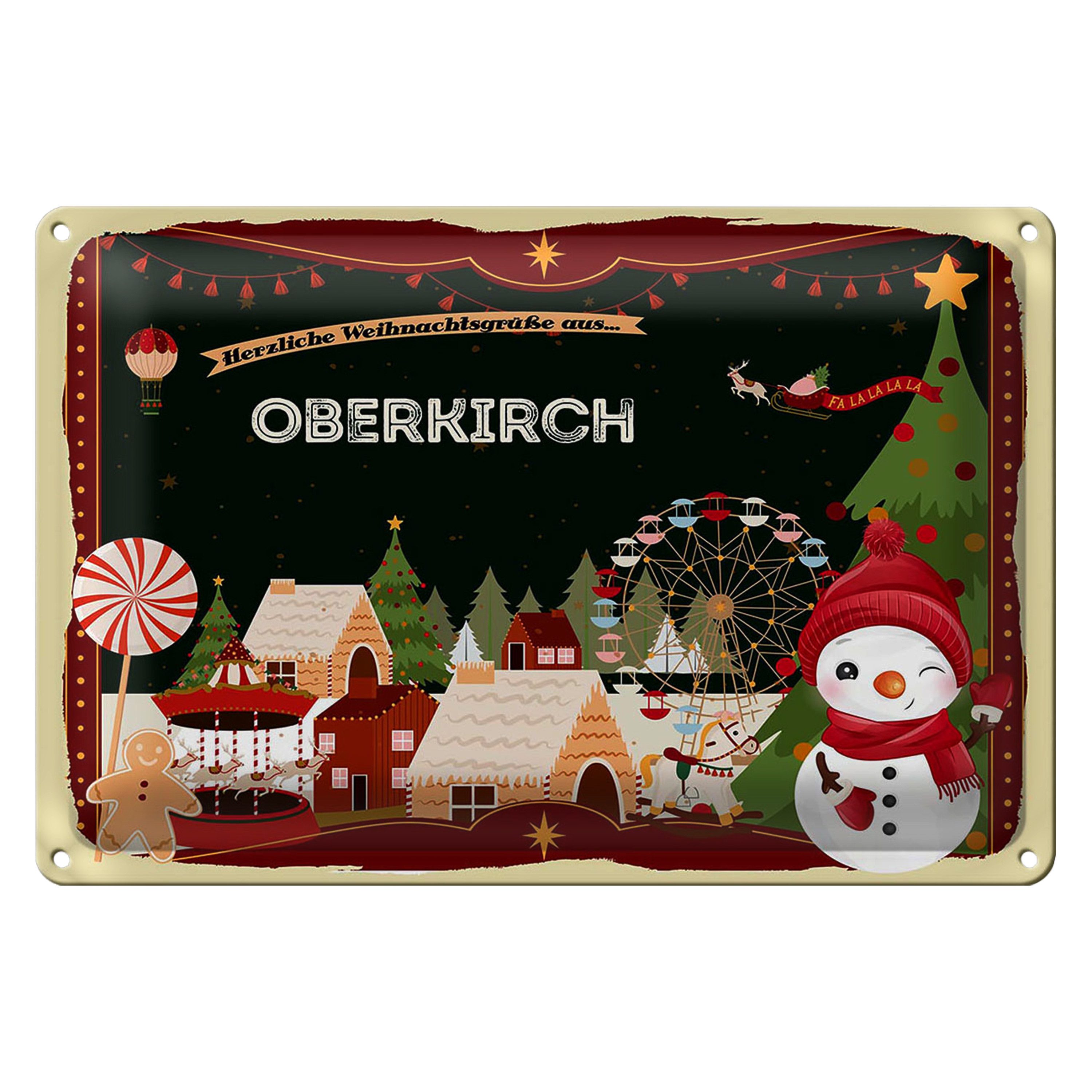 Roomando Metallschild Blechschild Weihnachten Grüße OBERKIRCH 30x20cm