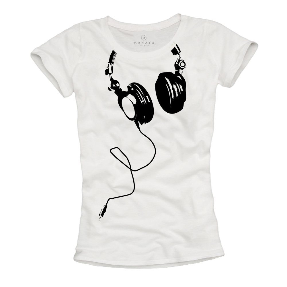 MAKAYA T-Shirt Kurzarm Damen Top Musik günstig online kaufen