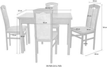 HOFMANN LIVING AND MORE Essgruppe 5tlg. Tischgruppe, (Spar-Set, 5-tlg., 5tlg. Tischgruppe), Stühle montiert