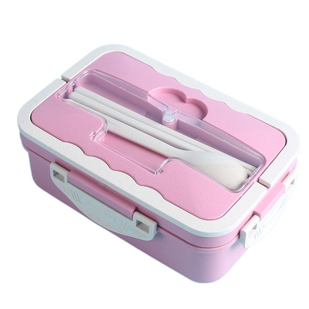 GelldG Lunchbox Brotdose, Kinder Lunchbox, Auslaufsichere, mit Tragegriff/Löffel Rosa