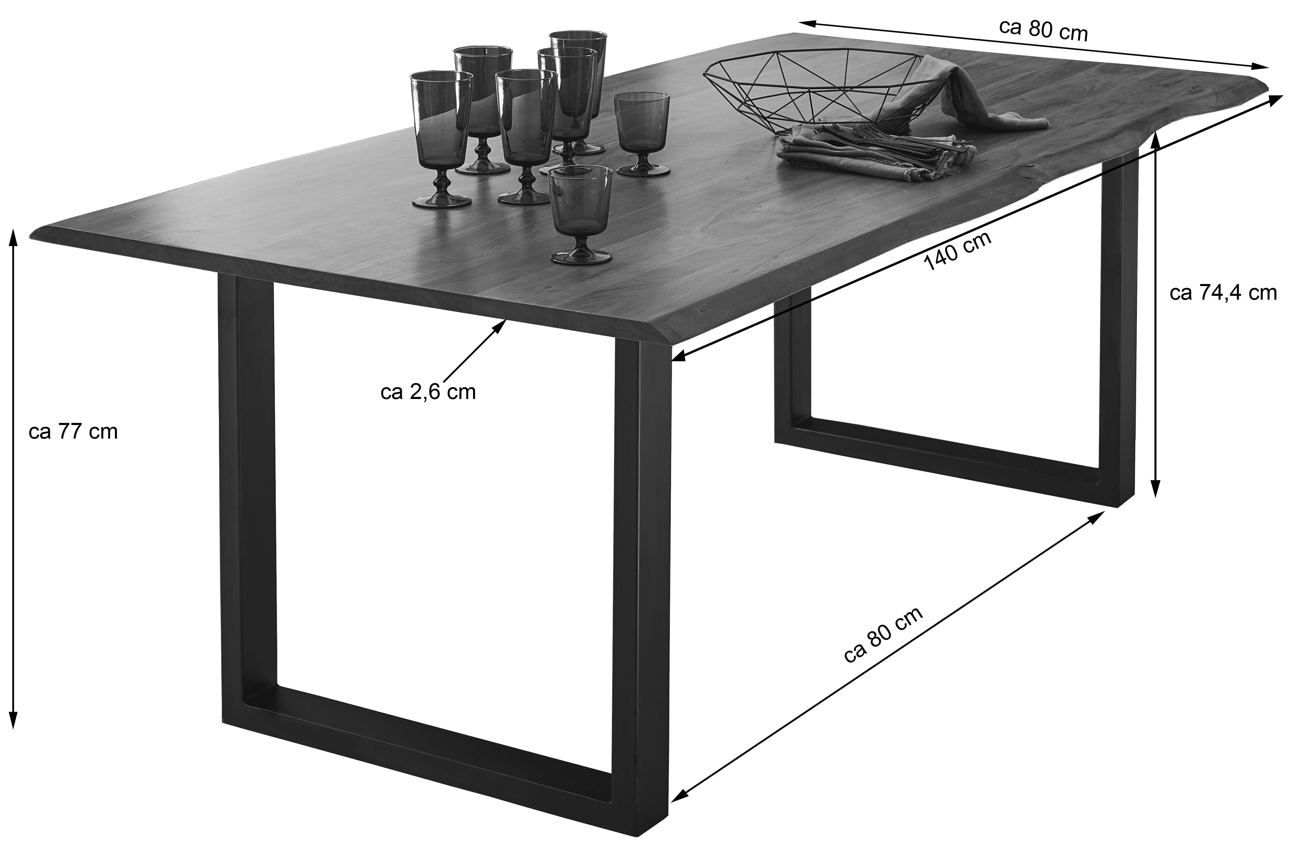 SAM® Baumkantentisch Lennart, Akazienholz, Baumkante, Metallgestell günstig online kaufen