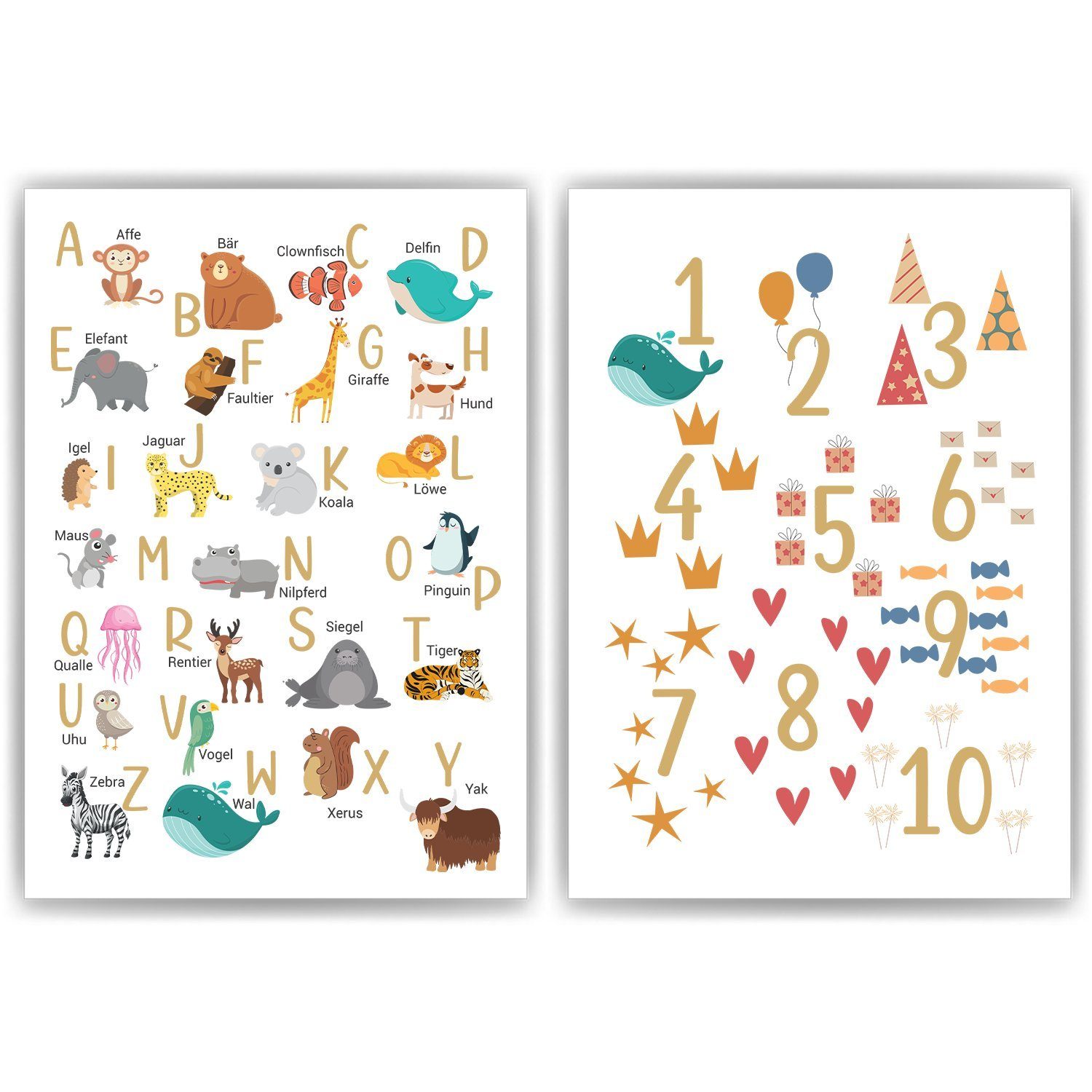 Tigerlino Poster 2er Set Kinderposter Tiere günstig online kaufen
