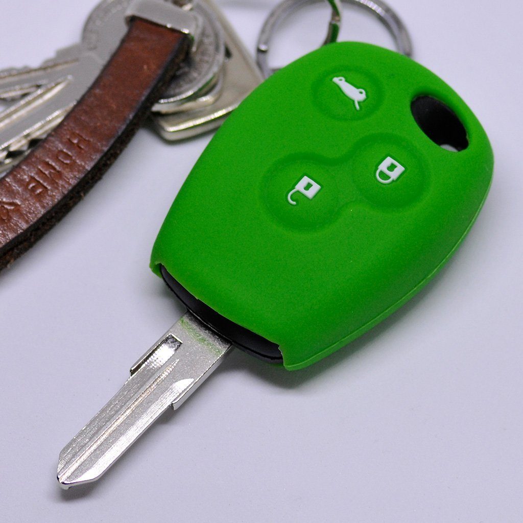 mt-key Schlüsseltasche Autoschlüssel Softcase Silikon Schutzhülle Grün, für Dacia DOKKER SANDERO Duster LODGY Logan Renault CLIO TWINGO