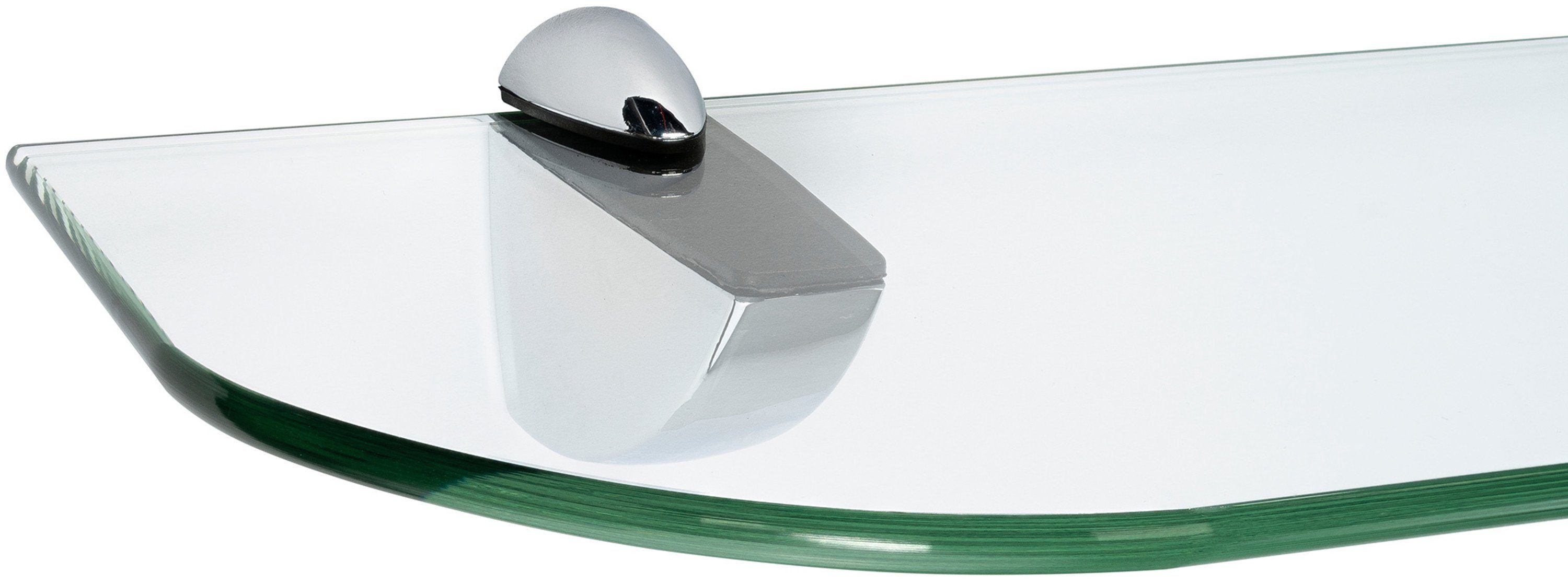 ib style Wandregal Glasregal 6mm klar 60 x 15 cm + Clip PELI Verchromt, Glasboden aus ESG-Sicherheitsglas - Wandregal