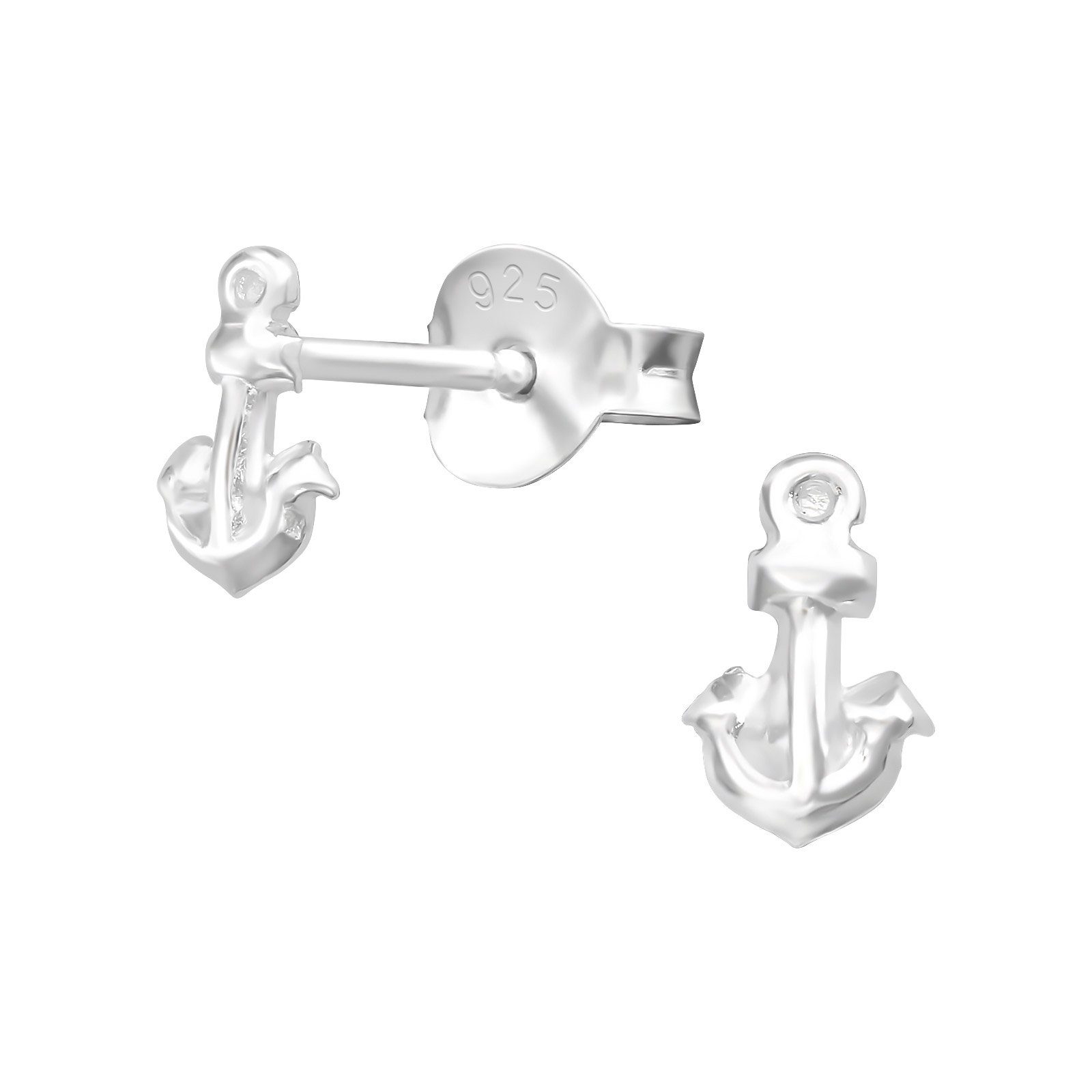 BUNGSA Ohrring-Set Ohrstecker Ohrringe (2 (1 925 Anker Stück), Silber Damen Paar 2-tlg), Ohrschmuck aus