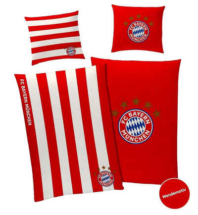 FC Bayern München FCB Microfaser Bettwäsche Set 135x200cm 100% Polyester Rot 