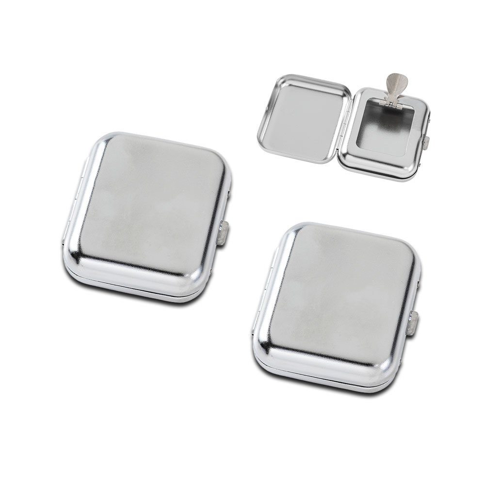 Coumo Aschenbecher 2x Taschenaschenbecher, Metall Silber, Mini Ascher, Reise Handtasche