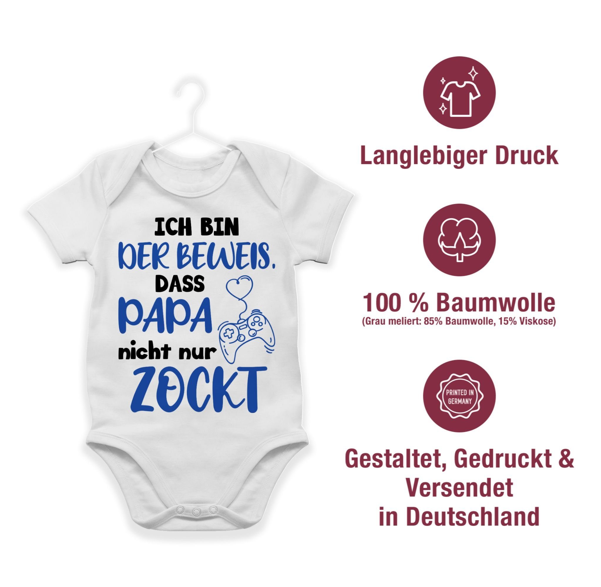 Shirtracer Shirtbody Ich bin der Beweis, dass Papa nicht nur zockt Schwarz Blau Geschenk Vatertag Baby