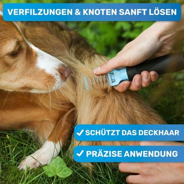 BluePet Entfilzungsharke Entfilzungskamm für Hunde und Katzen, Edelstahl, Entfernt hartnäckige Knoten und Verfilzungen