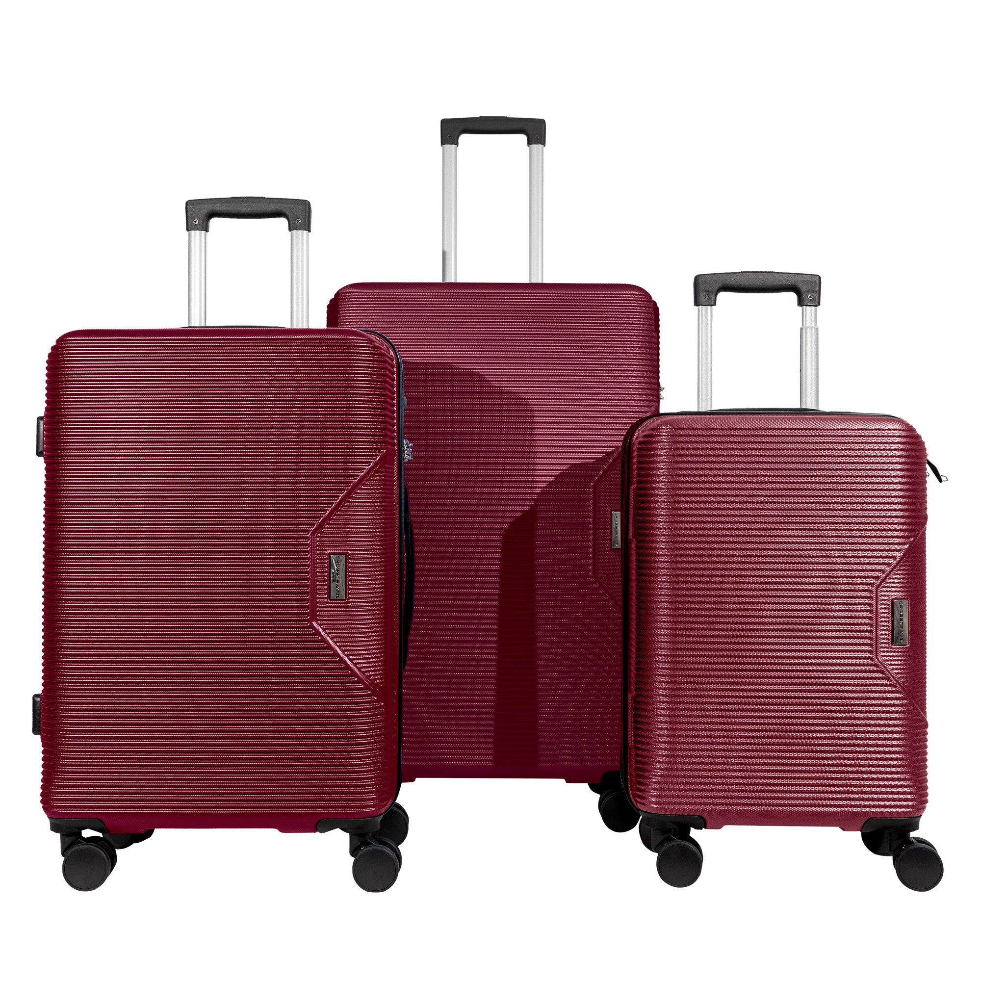 Crosstravel Kofferset Tampa, 4 Rollen, (3 tlg., Hartschalen Trolley Set), Robuste Hartschale mit Stil und Funktionalität