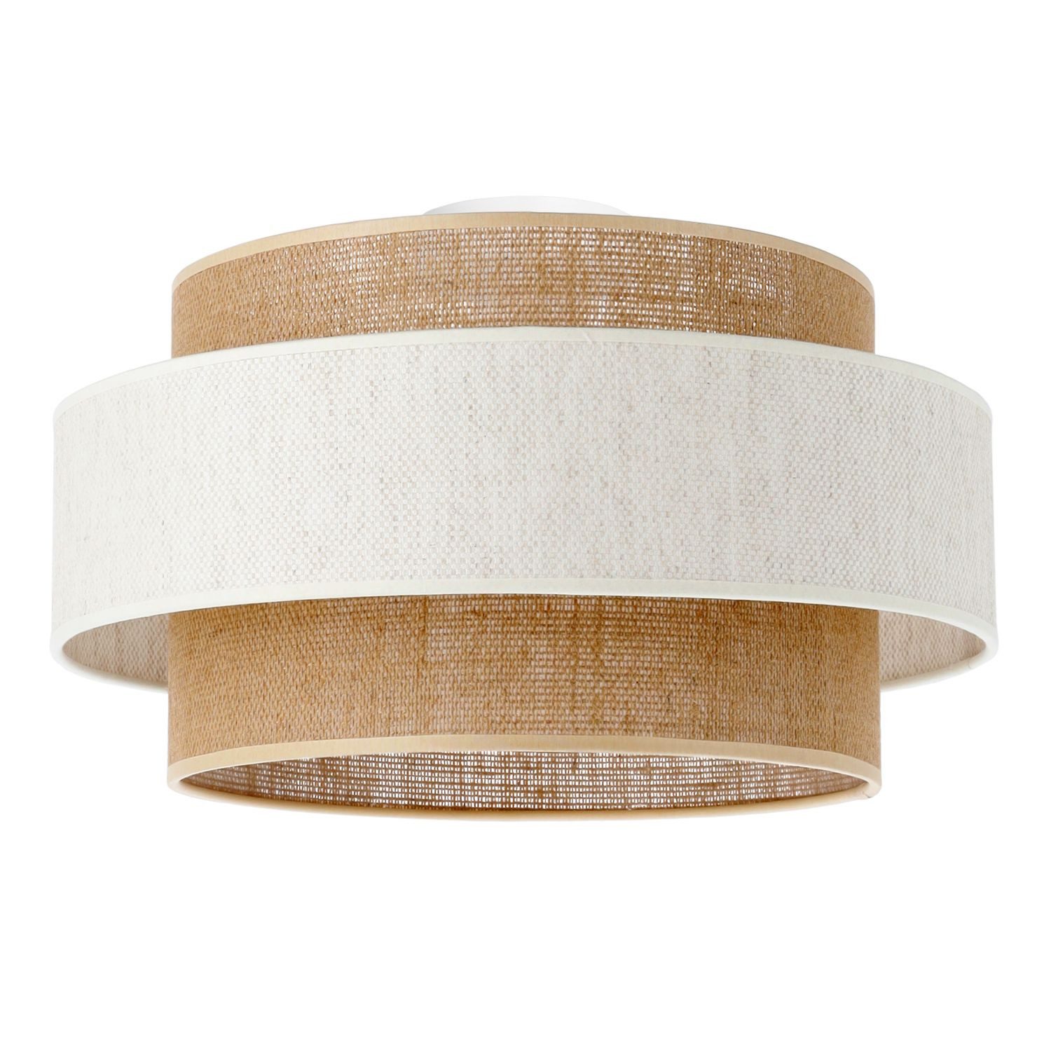 Licht-Erlebnisse Deckenleuchte ELRO, ohne Leuchtmittel, Stoff Metall Ø 40 cm Weiß Natur Beige E27 rund Modern