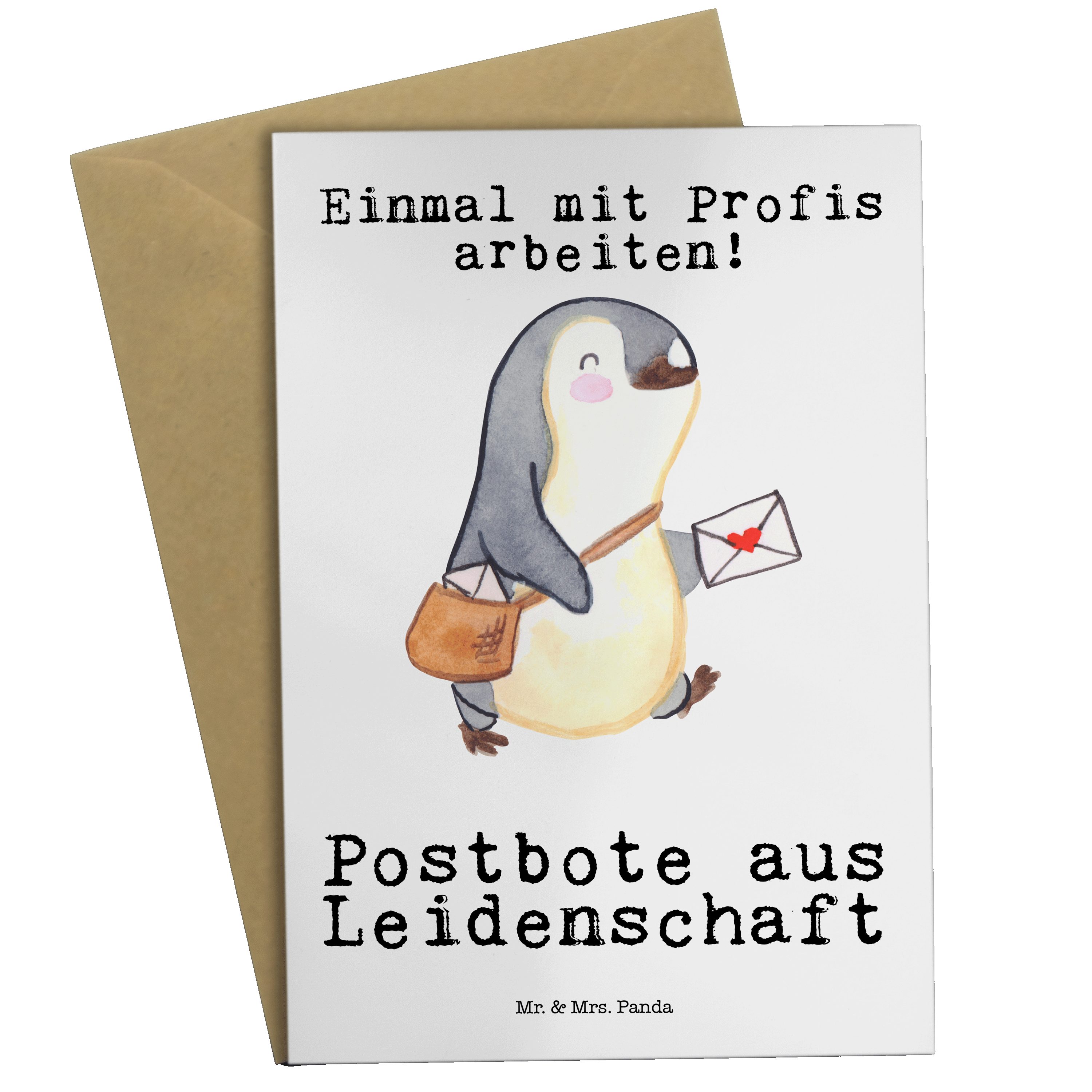 Mr. & Mrs. Panda Grußkarte Postbote aus Leidenschaft - Weiß - Geschenk, Schenken, Firma, Postler