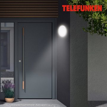 Telefunken LED Außen-Wandleuchte 313406TF, LED fest verbaut, Neutralweiß, Wand Außenleuchte IP44 4000K 15W Backlight Ø28cm