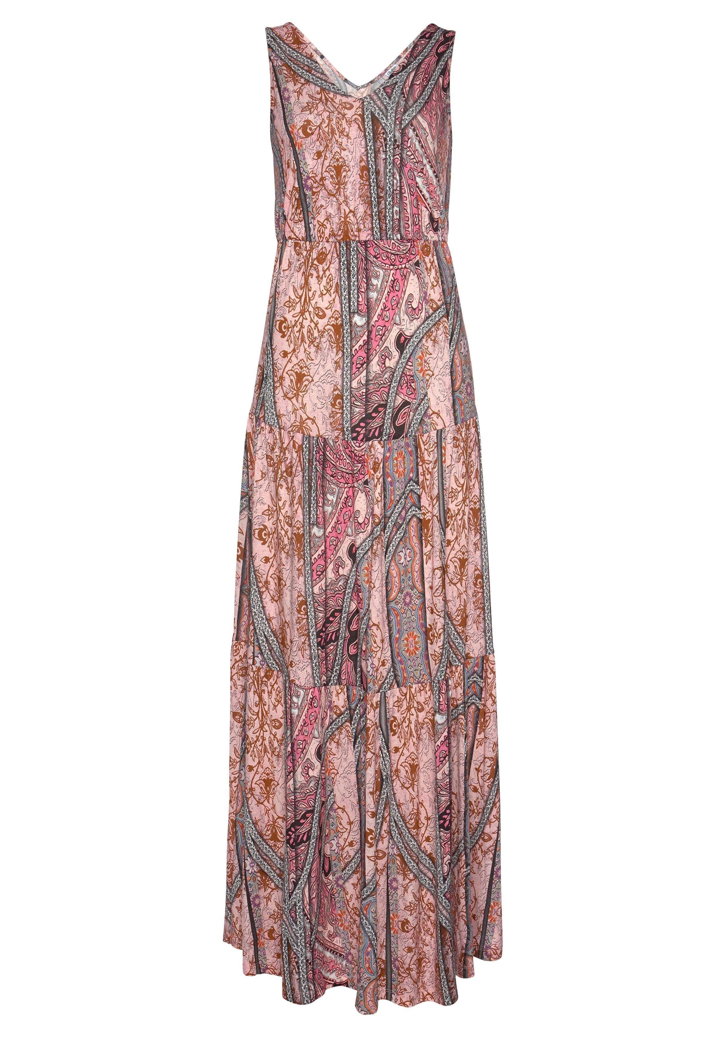 Buffalo Maxikleid mit modischen Volants und Alloverdruck Ärmelloses Sommerkleid, Strandkleid, Jerseykleid, Festival – Bild 2 von 5