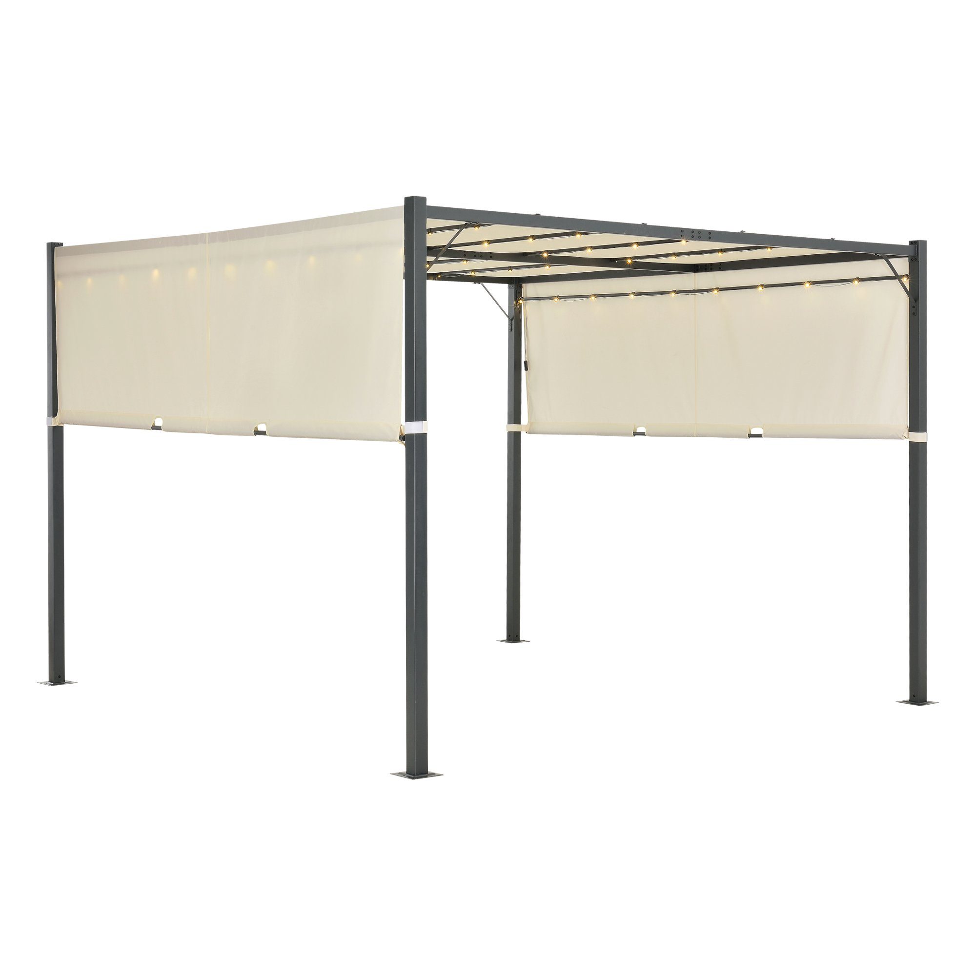 en.casa Pergola, »Fortaleza« mit LED-Beleuchtung 300 x 300 cm Creme