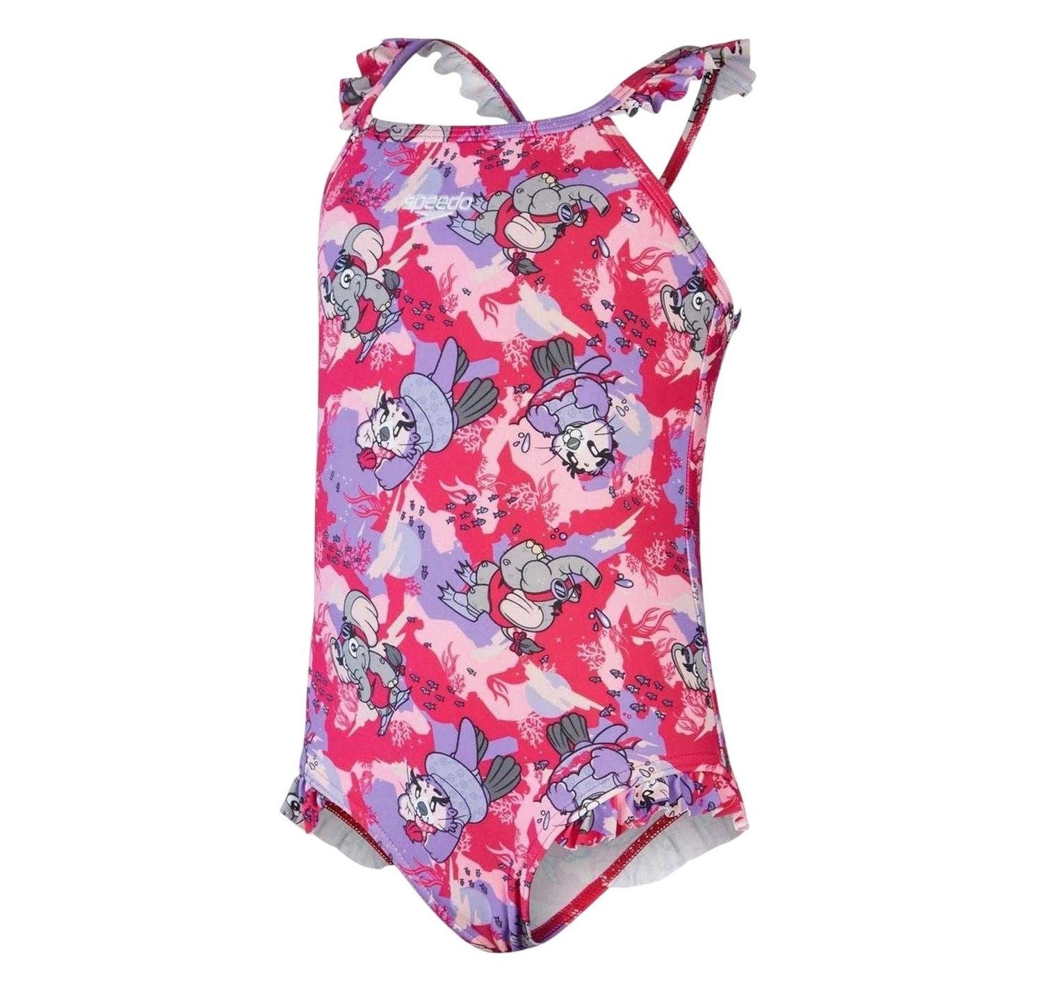 Speedo Badeanzug LTS DIGI FRILL TRSP IF PINK/PU