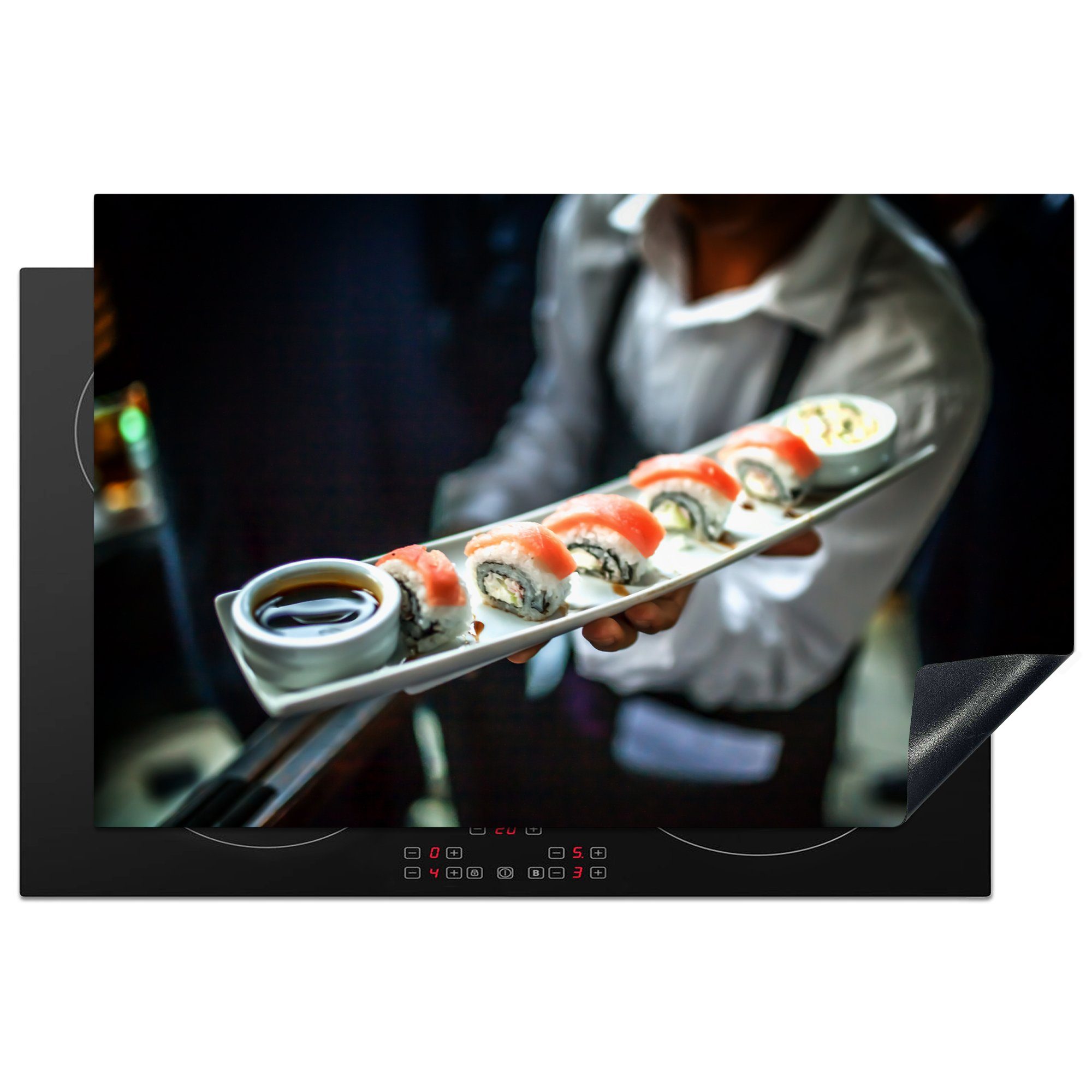 MuchoWow Herdblende-/Abdeckplatte Japanischer Sushi-Server, Vinyl, cm, für (1 die Ceranfeldabdeckung Schutz Induktionskochfeld 81x52 küche, tlg)