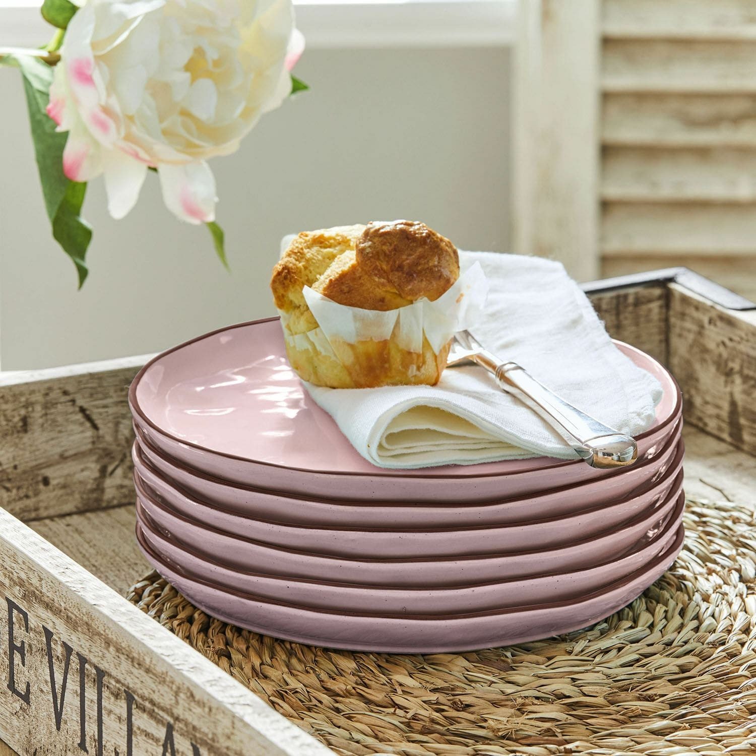 Mirabeau Geschirr-Set Dessertteller 6er Set Biarré rosa, Steinzeug