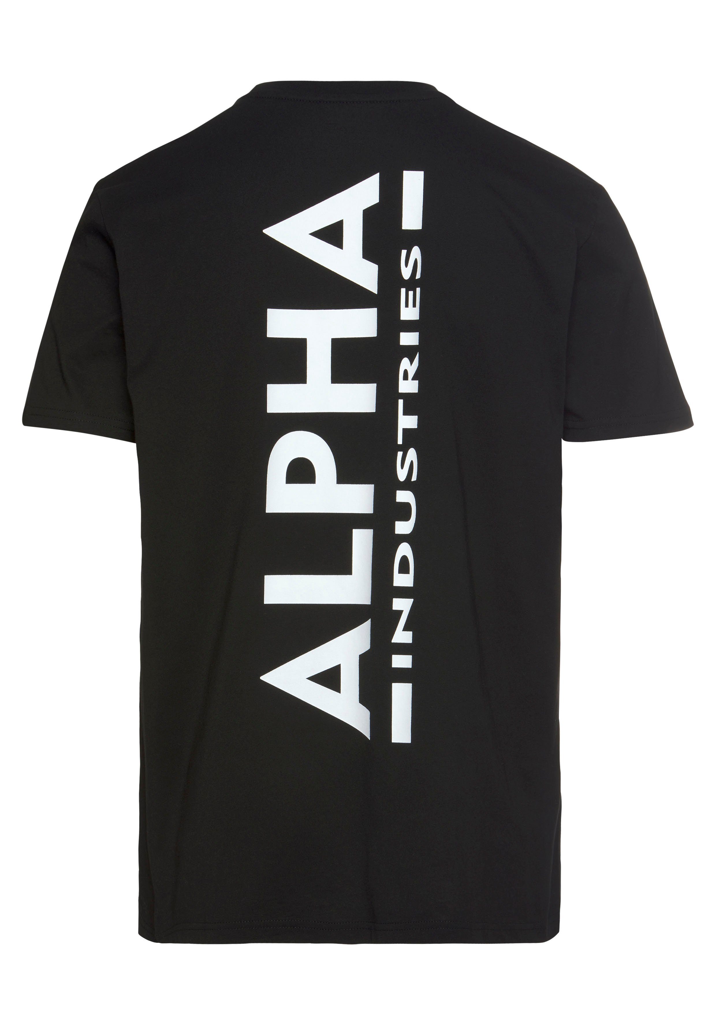 Rundhalsshirt schwarz Alpha Backprint T Industries