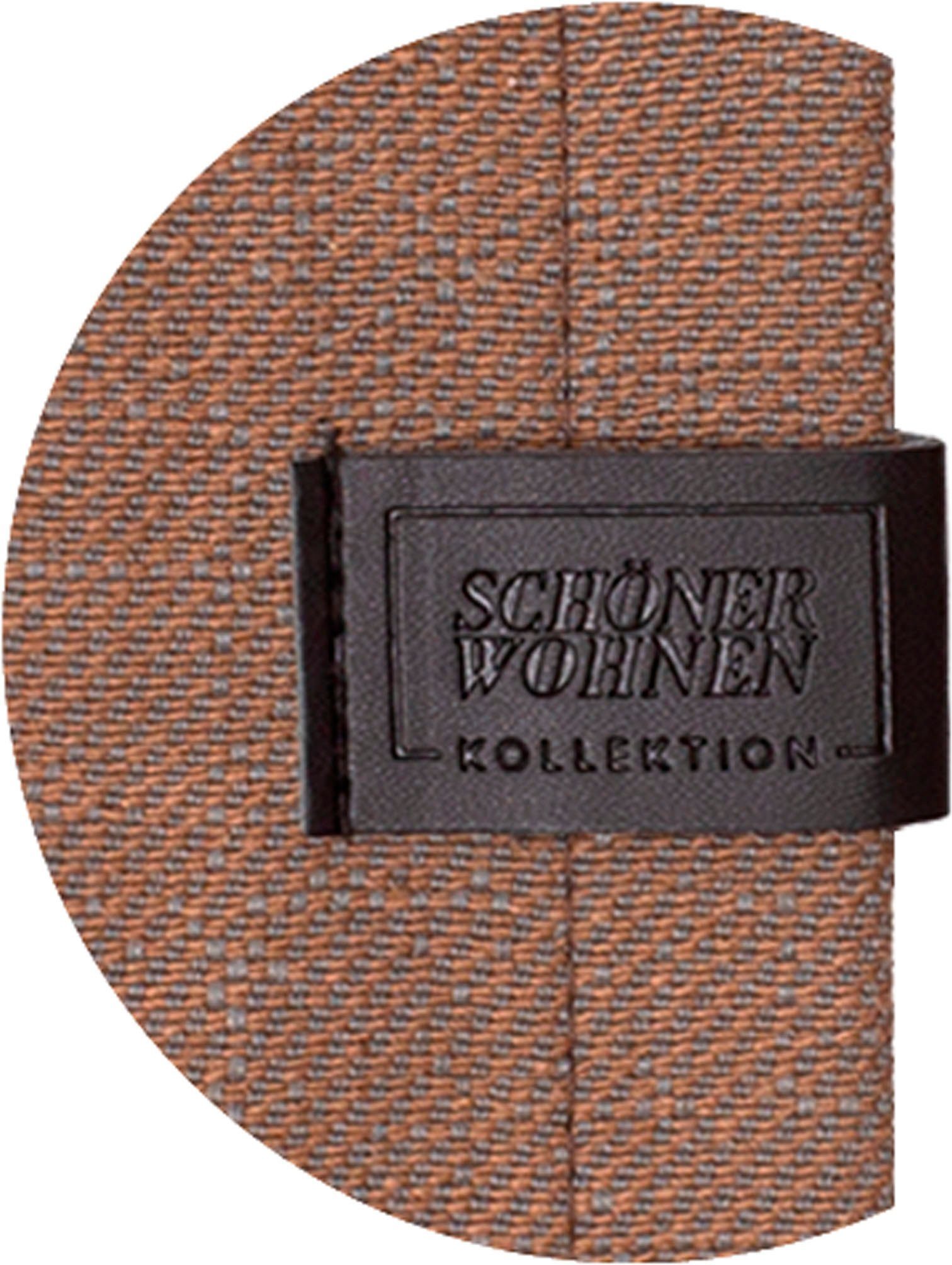 Vorhang Solo, SCHÖNER mit Multifunktionsband St), (1 Lederapplikation braun blickdicht, Jacquard, WOHNEN-Kollektion