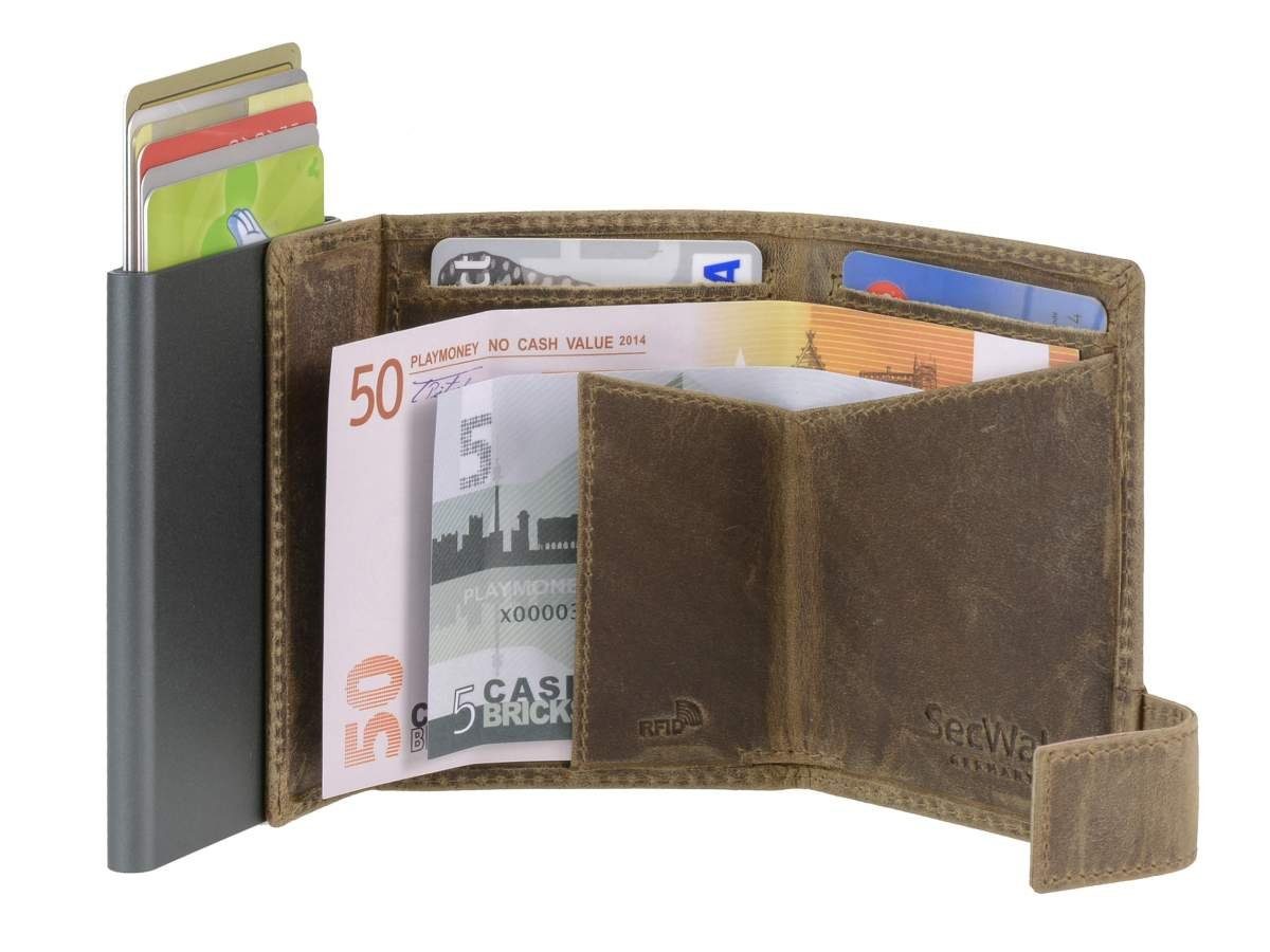 Geldbörse SW1, Schutz Kartenbörse, Kartenetui und Münzfach RFID Alucase, Minibörse, SecWal hunter