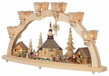 Richard Glaesser Schwibbogen Lichterbogen Seiffener Weihnachtsmarkt, elektrisch beleuchtet, Handwerkskunst original Erzgebirge