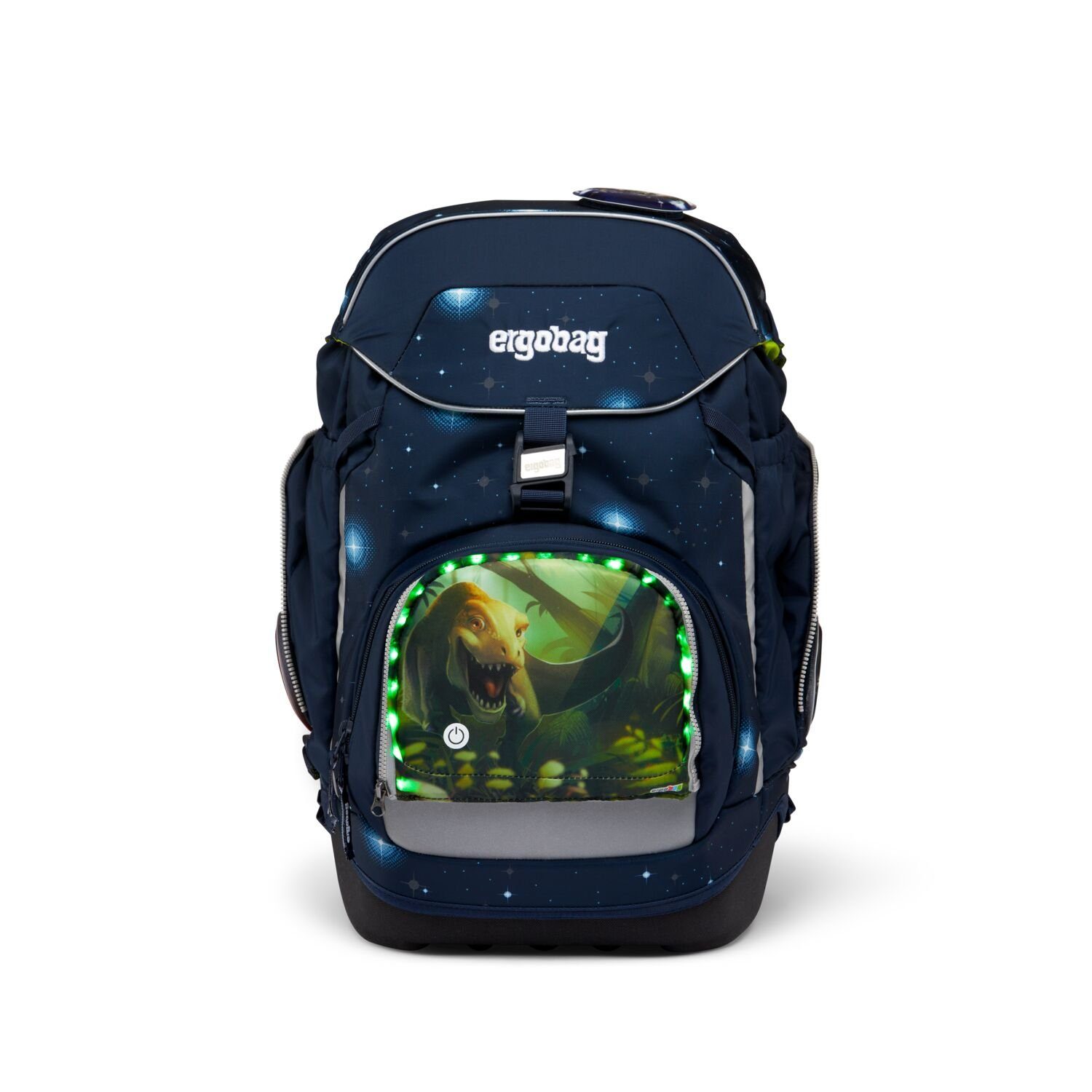 ergobag Schulranzen LED Zippies Dinosaurier Stück), Fronttasche Sichtbarkeit, (1