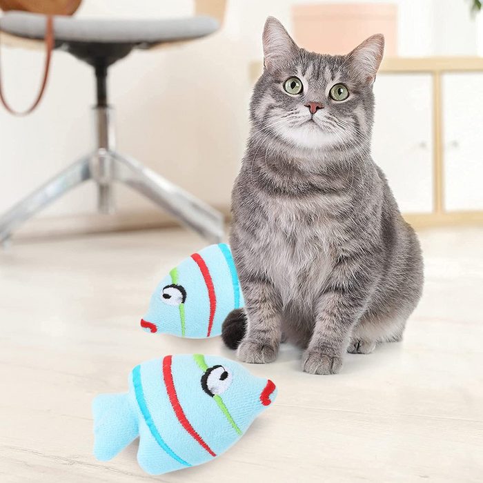Devenirriche Tier-Intelligenzspielzeug Katzenspielzeug Fisch - Interaktives Simulation Waschbares 3 Stück RN10927