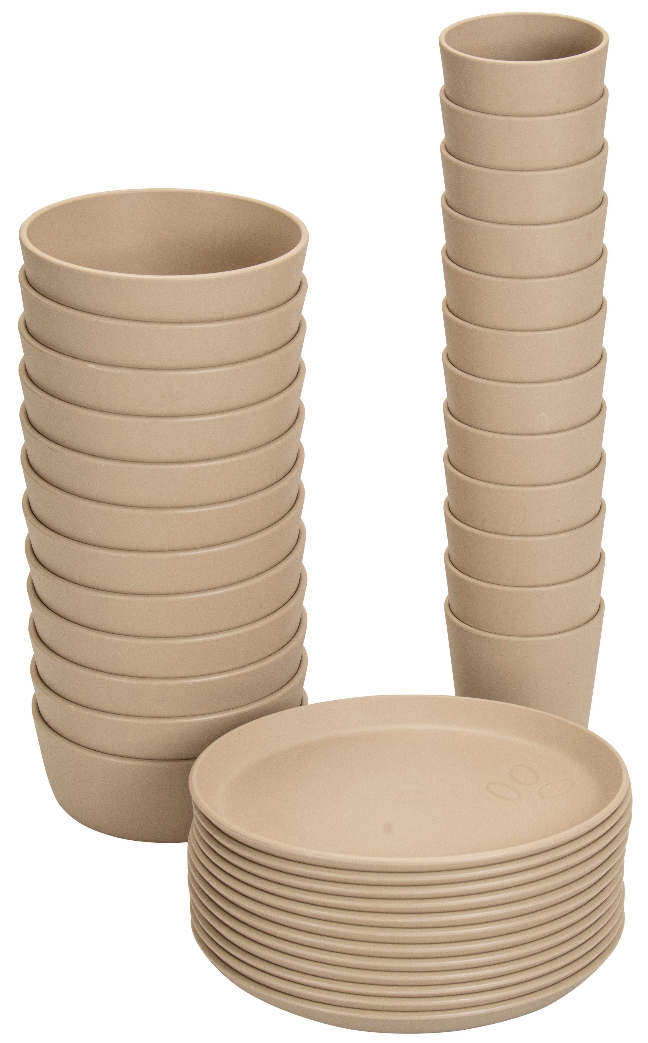 Betzold Geschirr-Set Geschirr-Set 36-tlg - stapalbar & spülmaschinenfest, Biokunststoff