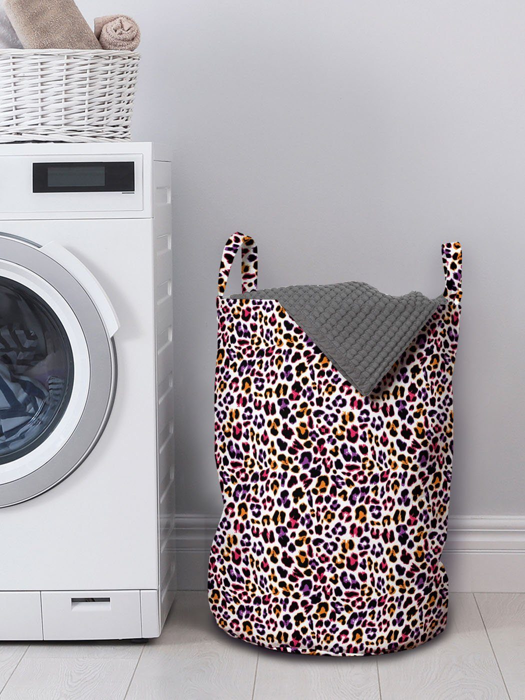 Wäschesäckchen Griffen für mit Kordelzugverschluss Wäschekorb Abakuhaus afrikanisch Waschsalons, Safari-Leopard-Tier-Motiv