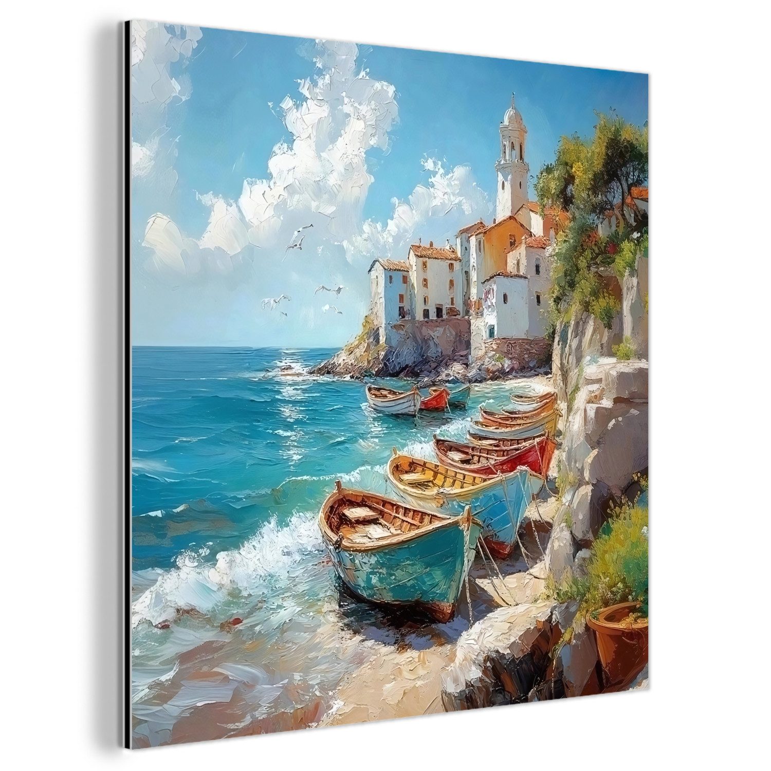 MuchoWow Metallbild Boote - Felsen - günstig online kaufen