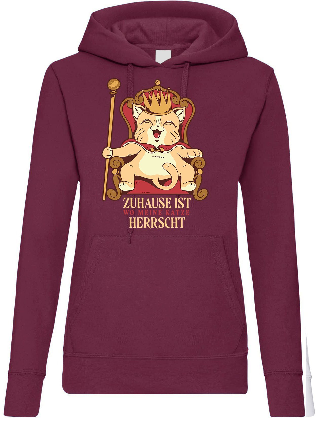 Kapuzenpullover Meine Katze Herrscht Zuhause Damen Hoodie Pullover